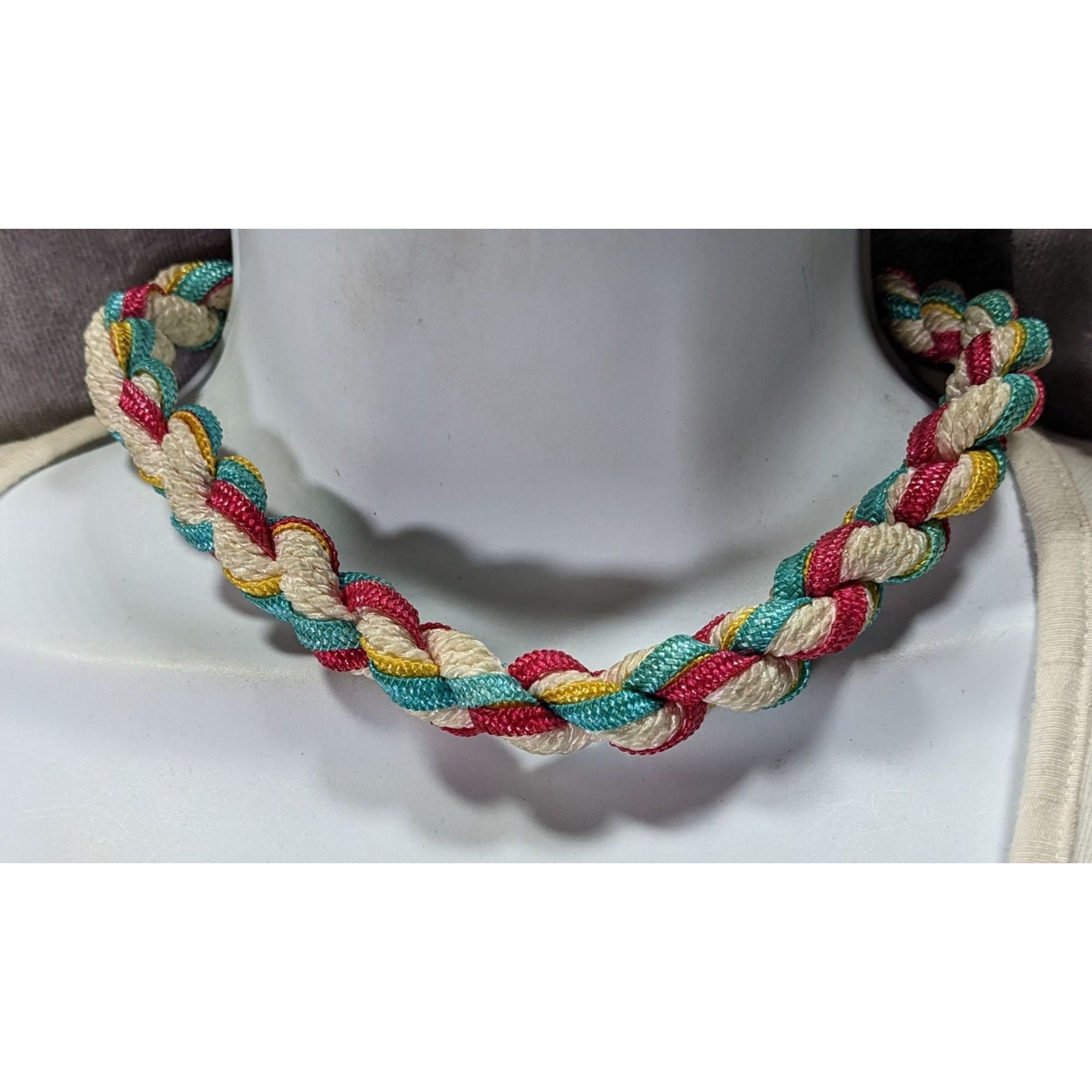 Other Rustic Nostalgic Braided Multicolor Rope Necklace With Gold- Size ONE SIZE - 2 Thumbnail