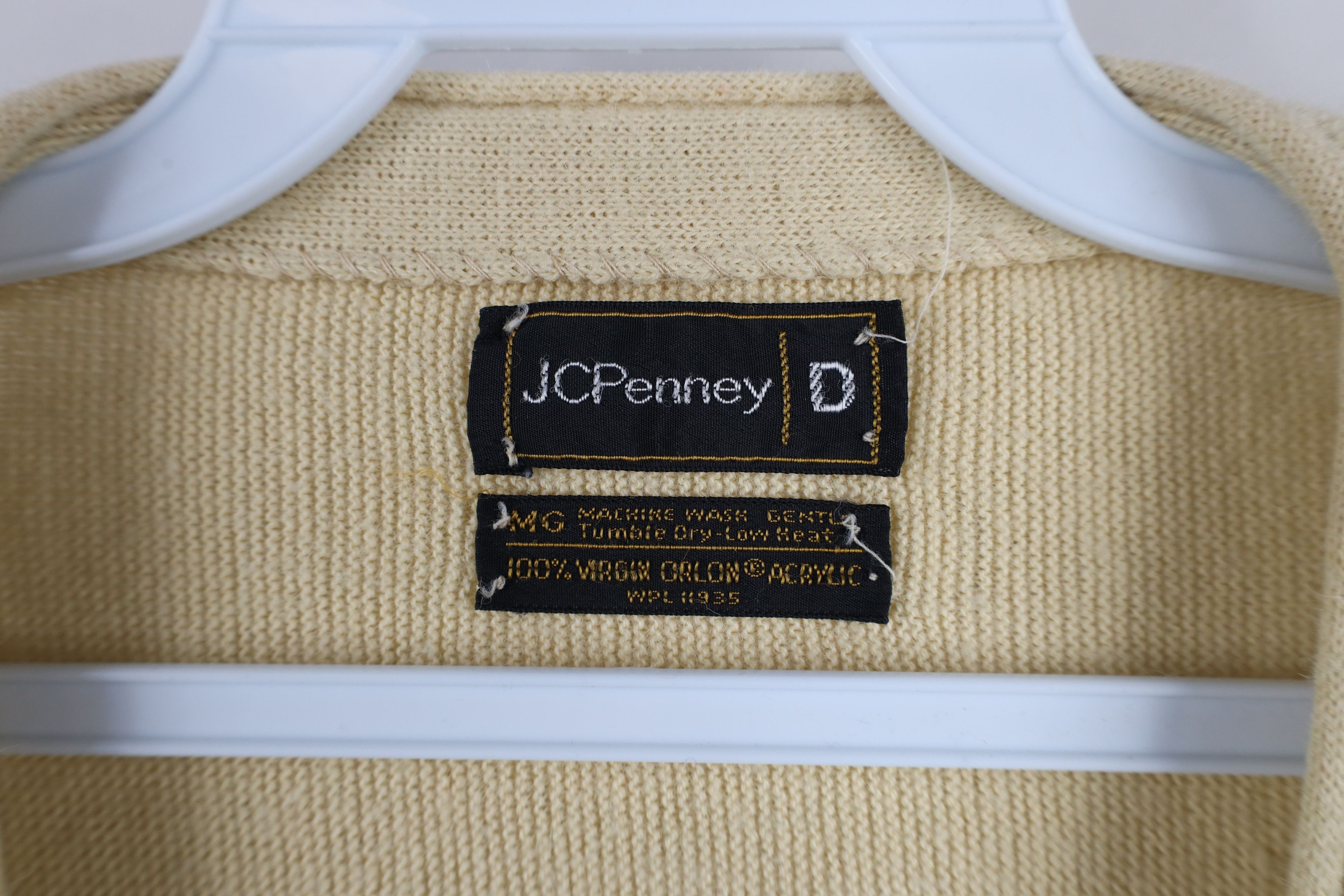 Vintage Vintage 70s Streetwear Blank Knit Cardigan Sweater Beige USA Size US XL / EU 56 / 4 - 8 Thumbnail