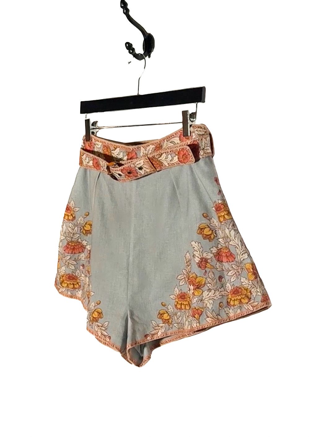 Zimmermann Zimmermann Grey Floral Belted Shorts - 3 Size 32" / US 10 / IT 46 - 2 Thumbnail