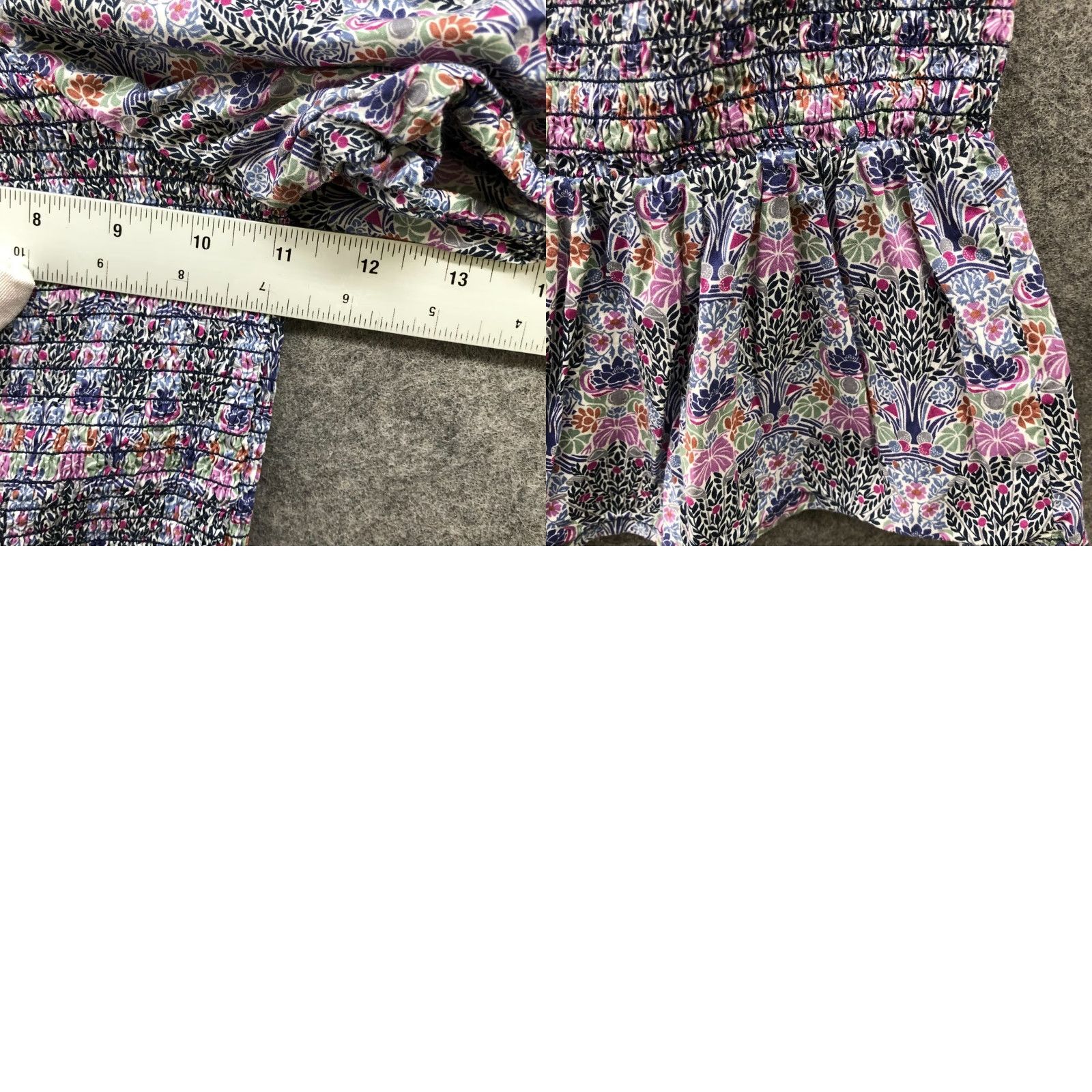 J.Crew J. Crew Blouse XXS Purple Puff Sleeve Square Neck Smocked Peplum Floral Cotton Liberty Of London Womens Size XXS / US 00 / IT 34 - 8 Thumbnail