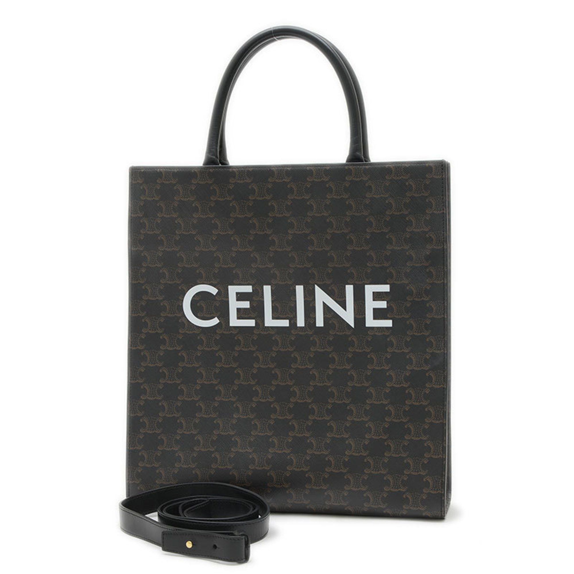 Celine Triomphe Vertical Cabas Medium Tote Bag Black, Women's