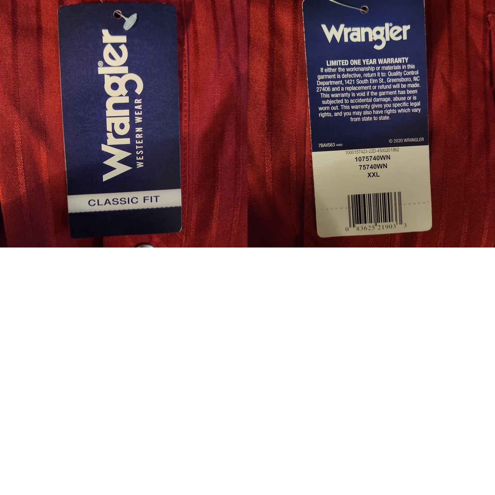 Wrangler Wrangler Pearl Snap Shirt Mens 2XL Red Striped Western Cowboy Rodeo New! Size US XXL / EU 58 / 5 - 8 Thumbnail
