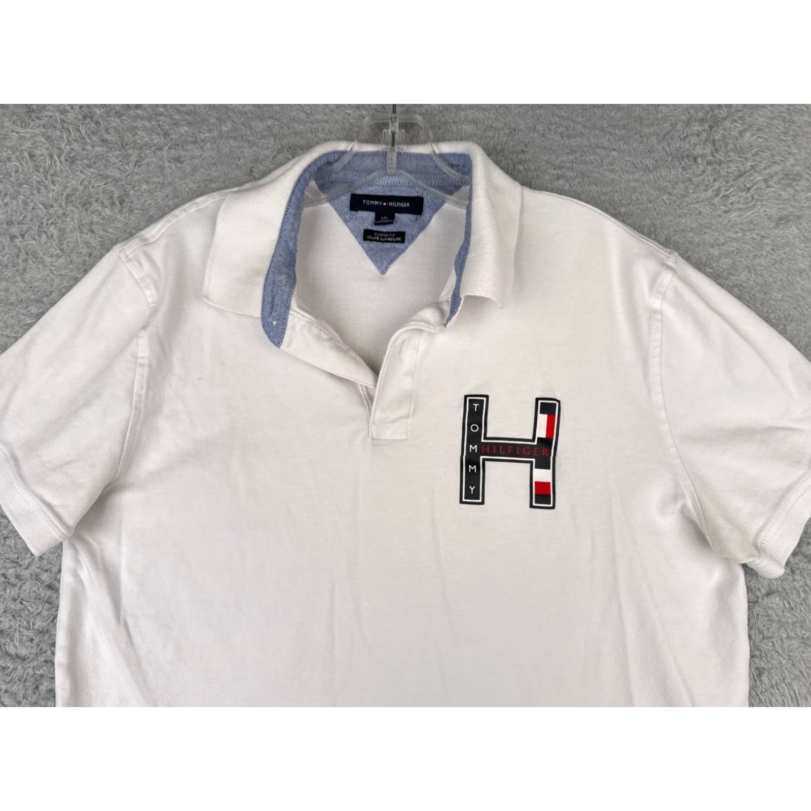 Tommy Hilfiger Tommy Hilfiger Slim Fit Polo Shirt Men Large White 100% Cotton Activewear Logo Size US L / EU 52-54 / 3 - 4 Thumbnail