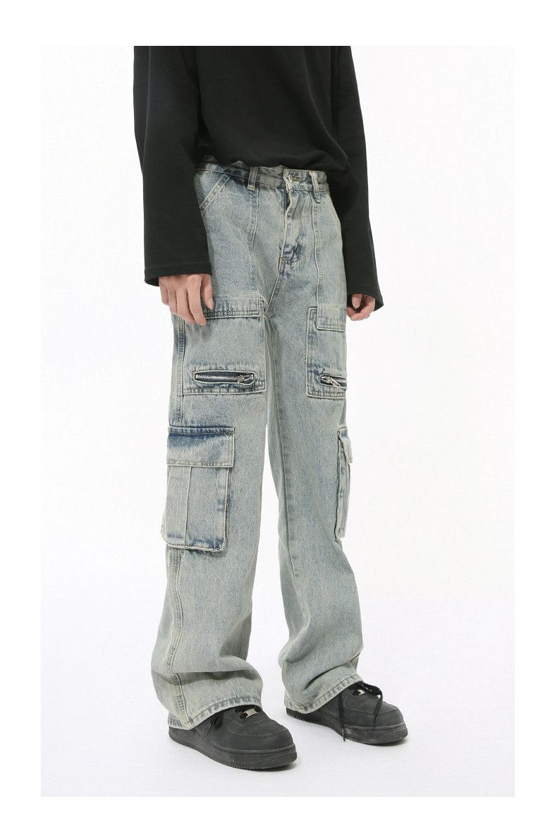 Japanese Brand × Jean Washed zip-up multi-pocket cargo jeans Size US 32 / EU 48 - 3 Thumbnail