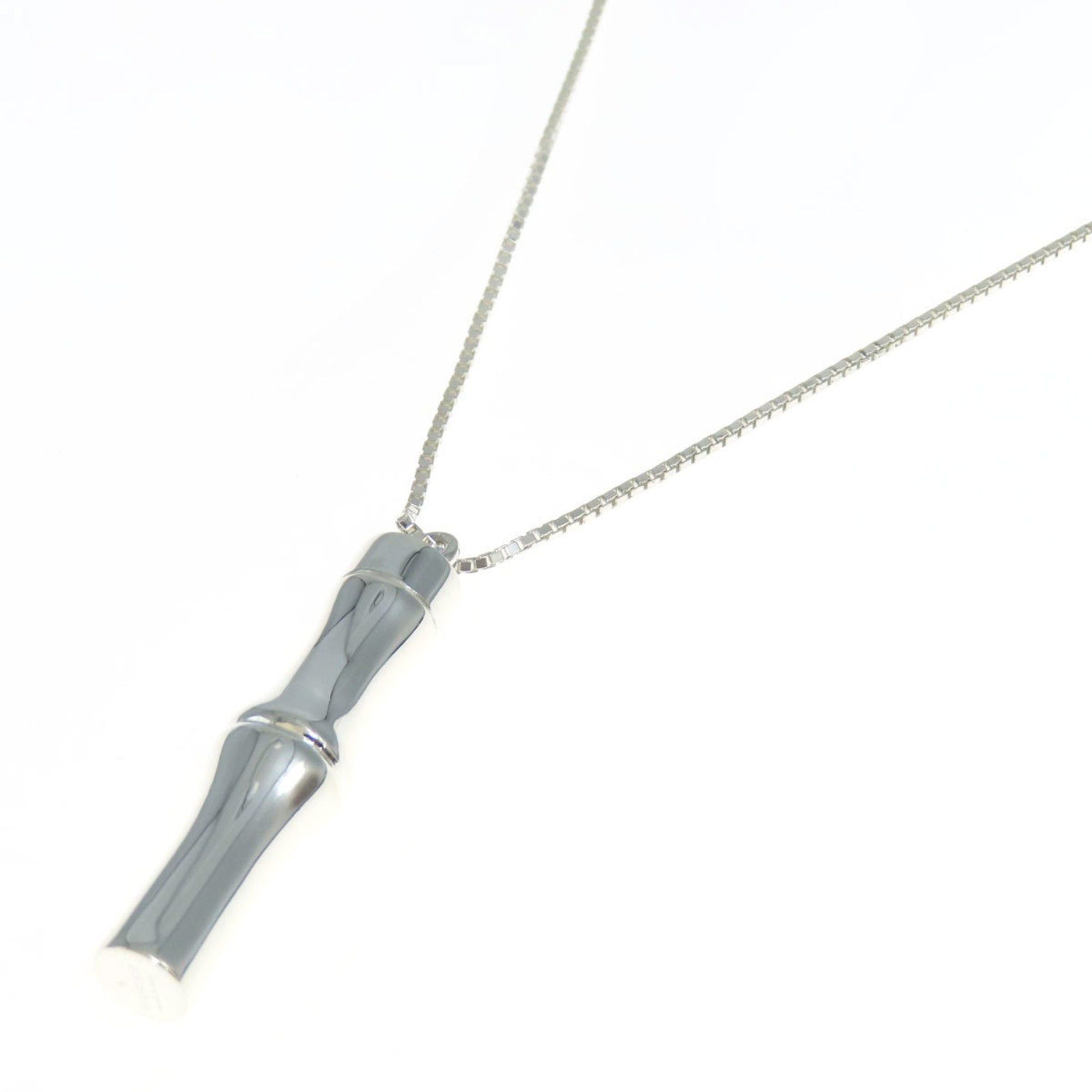 image of Gucci Bamboo Long Necklace Silver Women's in Black
