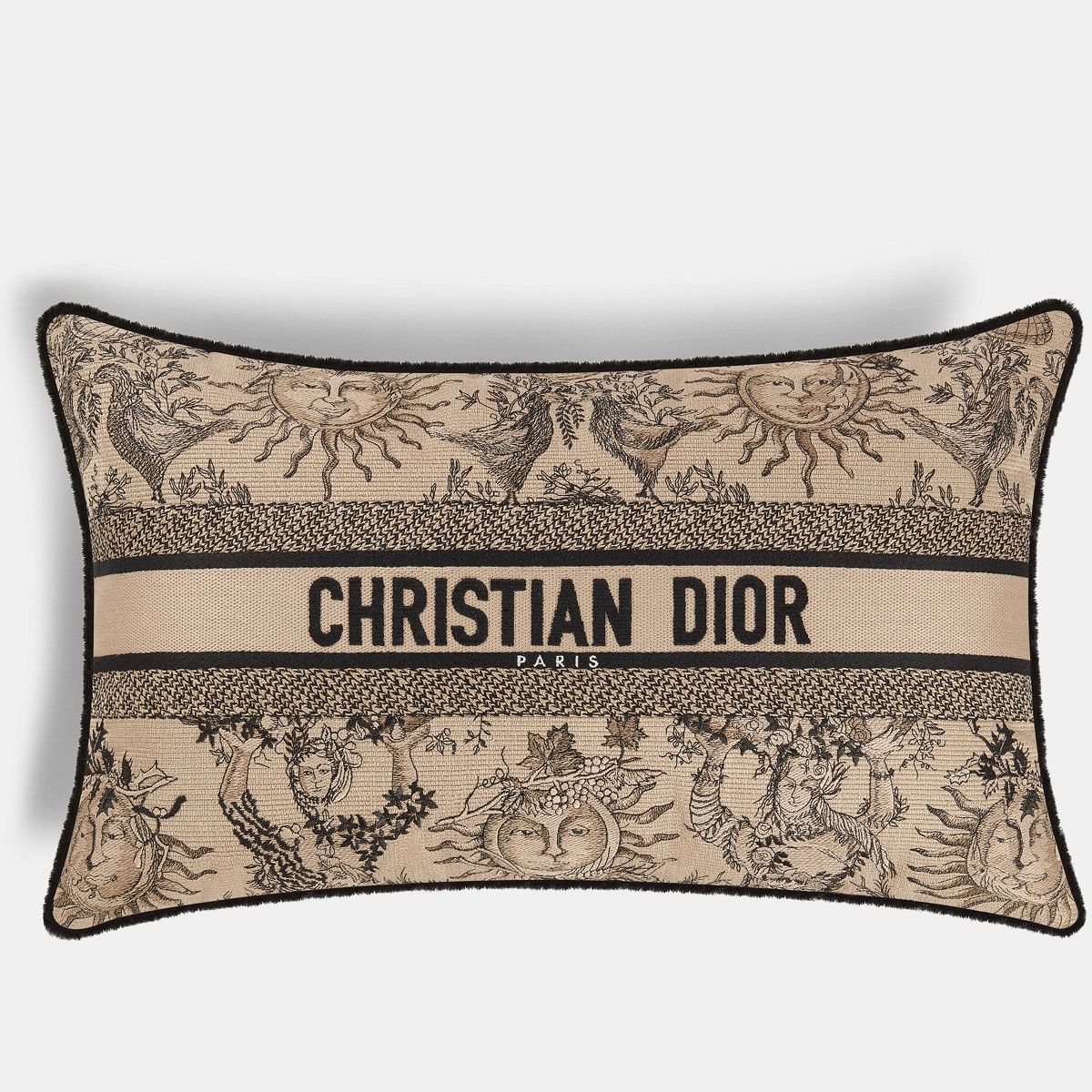 Dior o1bcso1str1025 Size: OS/ Rectangular Pillow in Beige/Black Size ONE SIZE - 1 Thumbnail