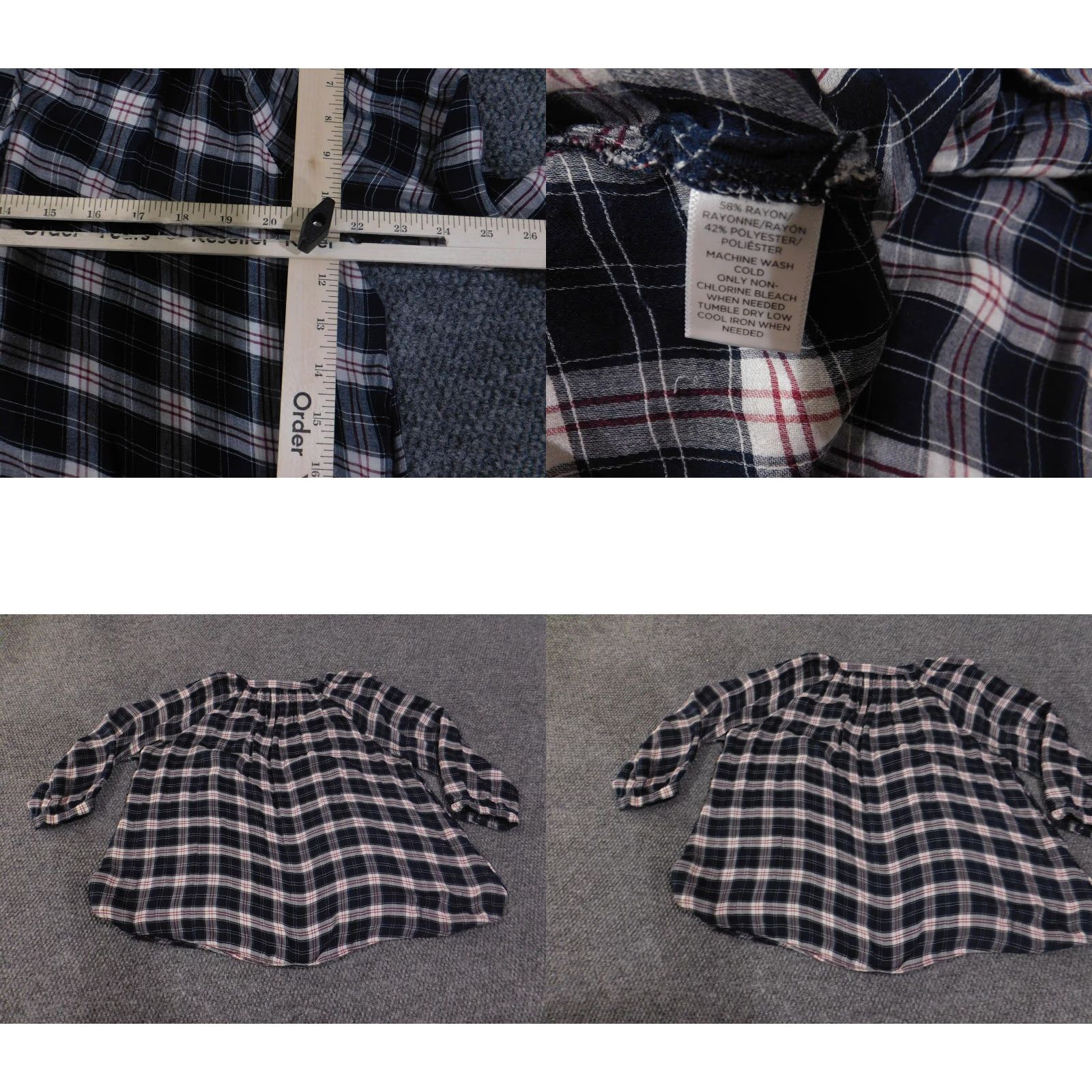 Loft LOFT Shirt Womens Large Navy Plaid Peasant Blouse 3/4 Sleeve V-Neck Raglan Flowing Blouse Womens L Navy Plaid Decade Pattern Shirt Size L / US 10 / IT 46 - 8 Thumbnail