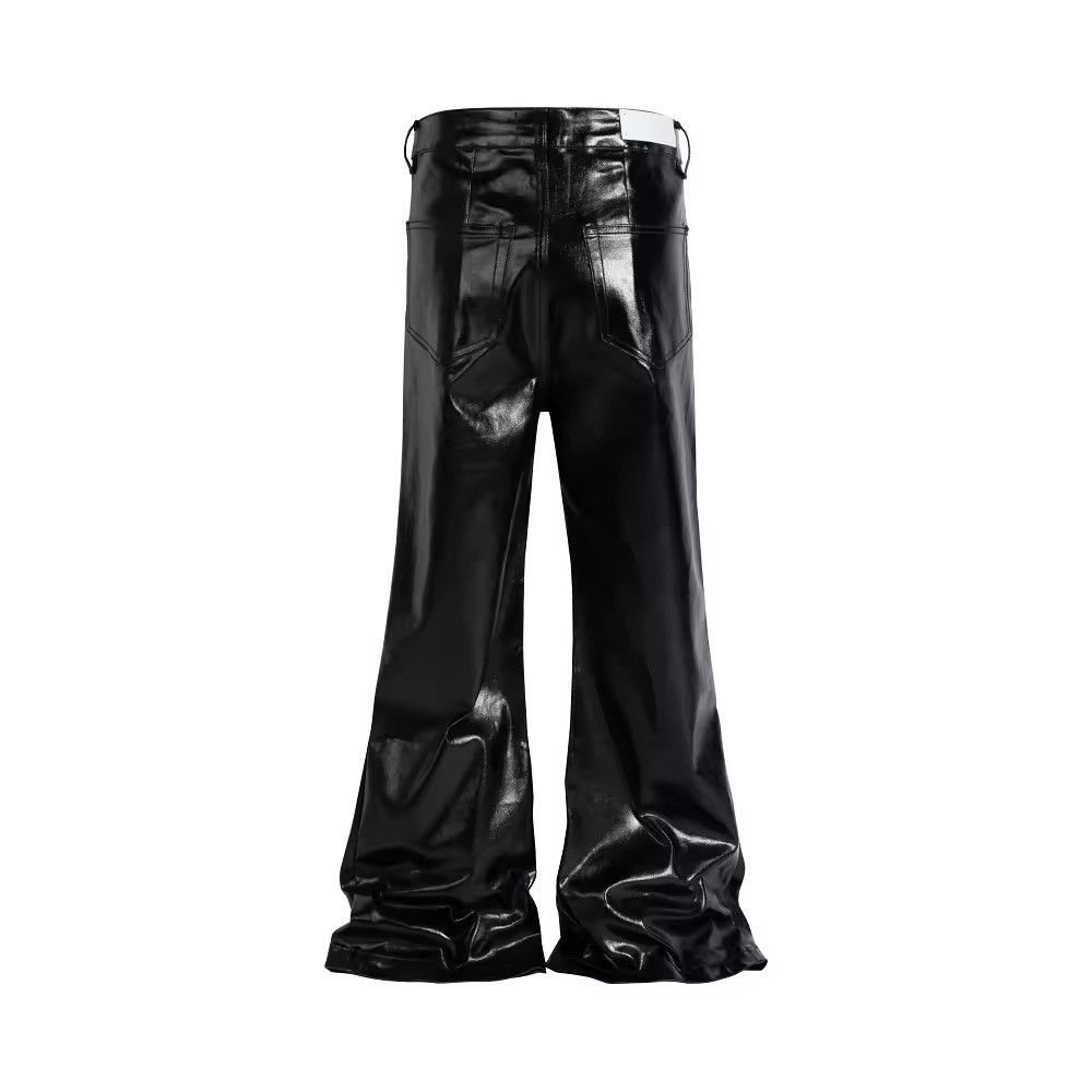 Designer Glossy Black Gothic Punk PU Leather Pants Size US 35 - 7 Thumbnail