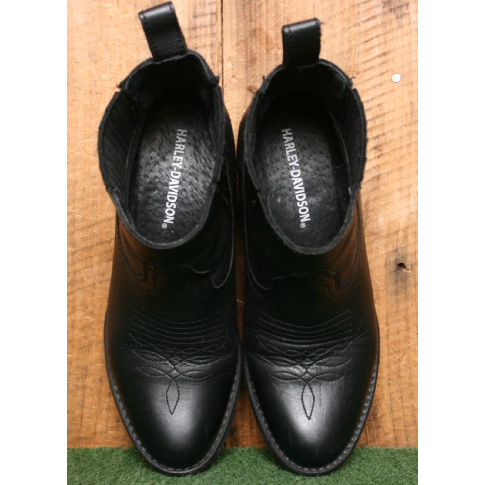 Harley Davidson HARLEY-DAVIDSON Curwood Black Leather 4.5" Short Western Boots Sz. 7M Womens Size 28" / US 6 / IT 42 - 4 Thumbnail