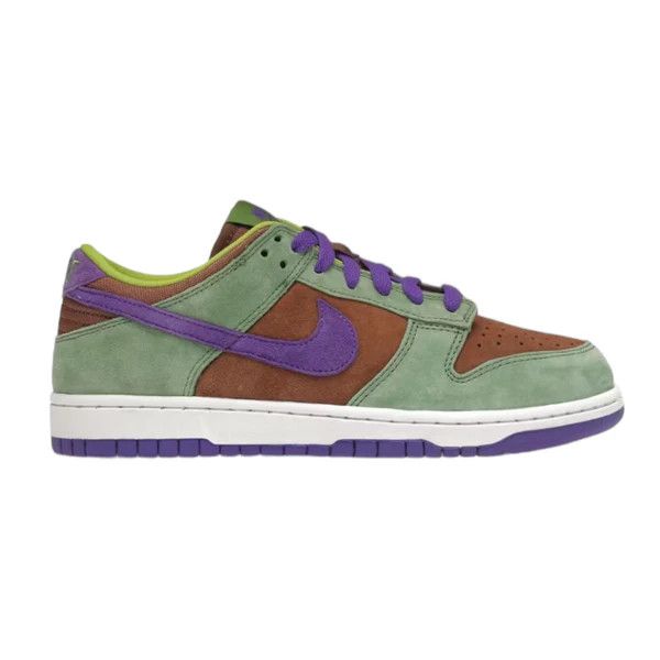 image of Nike Dunk Low Veneer Shoes in Veneer/Autumn Green/Deep Purple, Men's (Size 10.5)