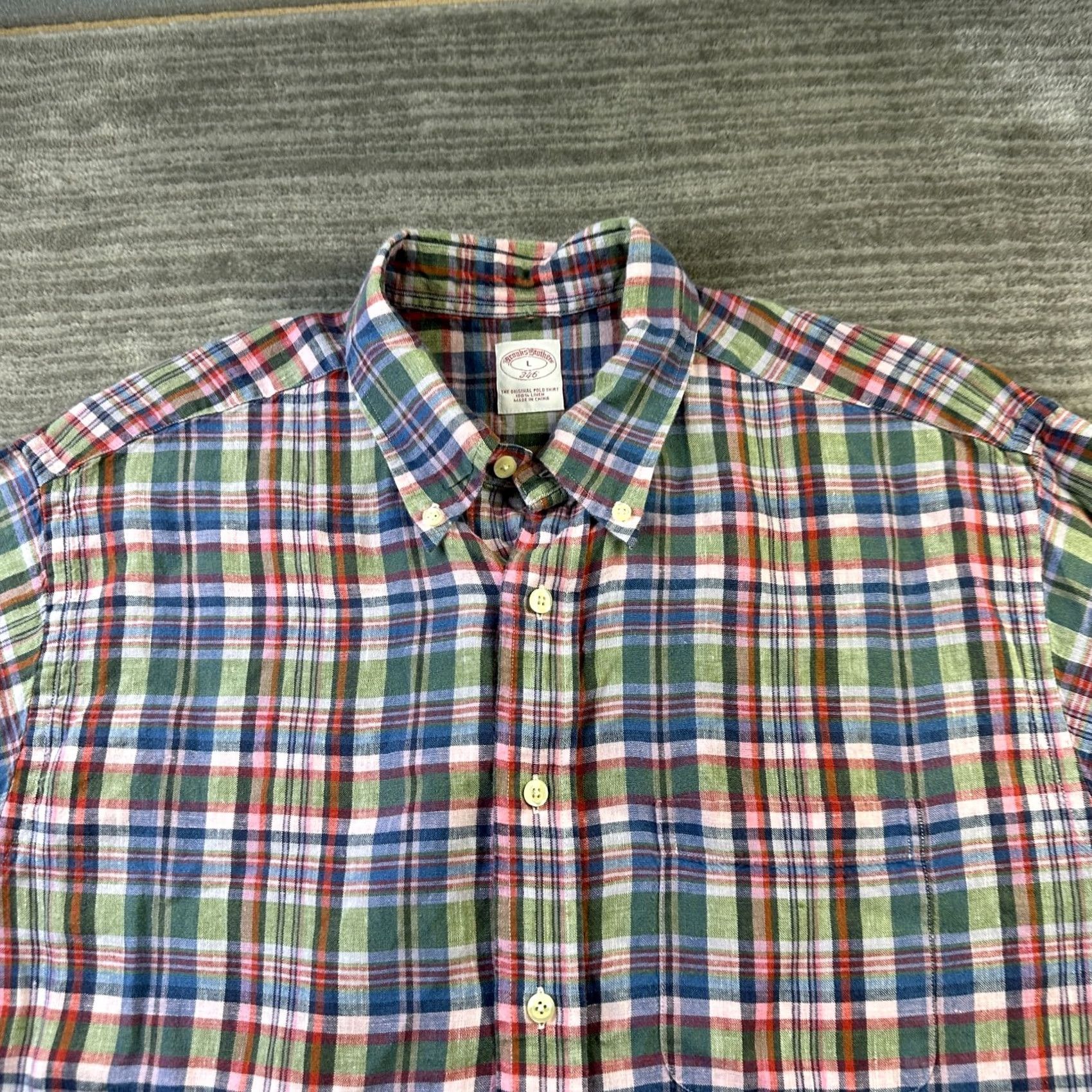 Brooks Brothers Brooks Brothers Shirt Mens Large Multicolor Linen Button Up 346 Original Polo Size US L / EU 52-54 / 3 - 3 Thumbnail