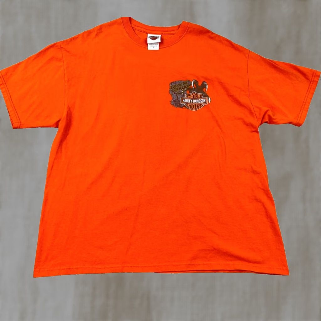 Harley Davidson Harley Davidson Shirt Adult XL Orange Smoky Mountains Dragon Retro Biker Tee Men Size US XL / EU 56 / 4 - 1 Thumbnail