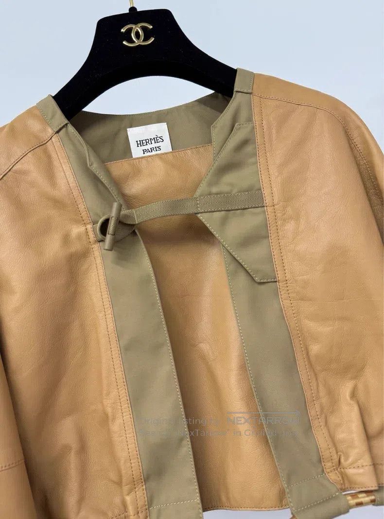Hermes Hermes Short Color-Blocked Leather Jacket Size XS / US 0-2 / IT 36-38 - 4 Thumbnail