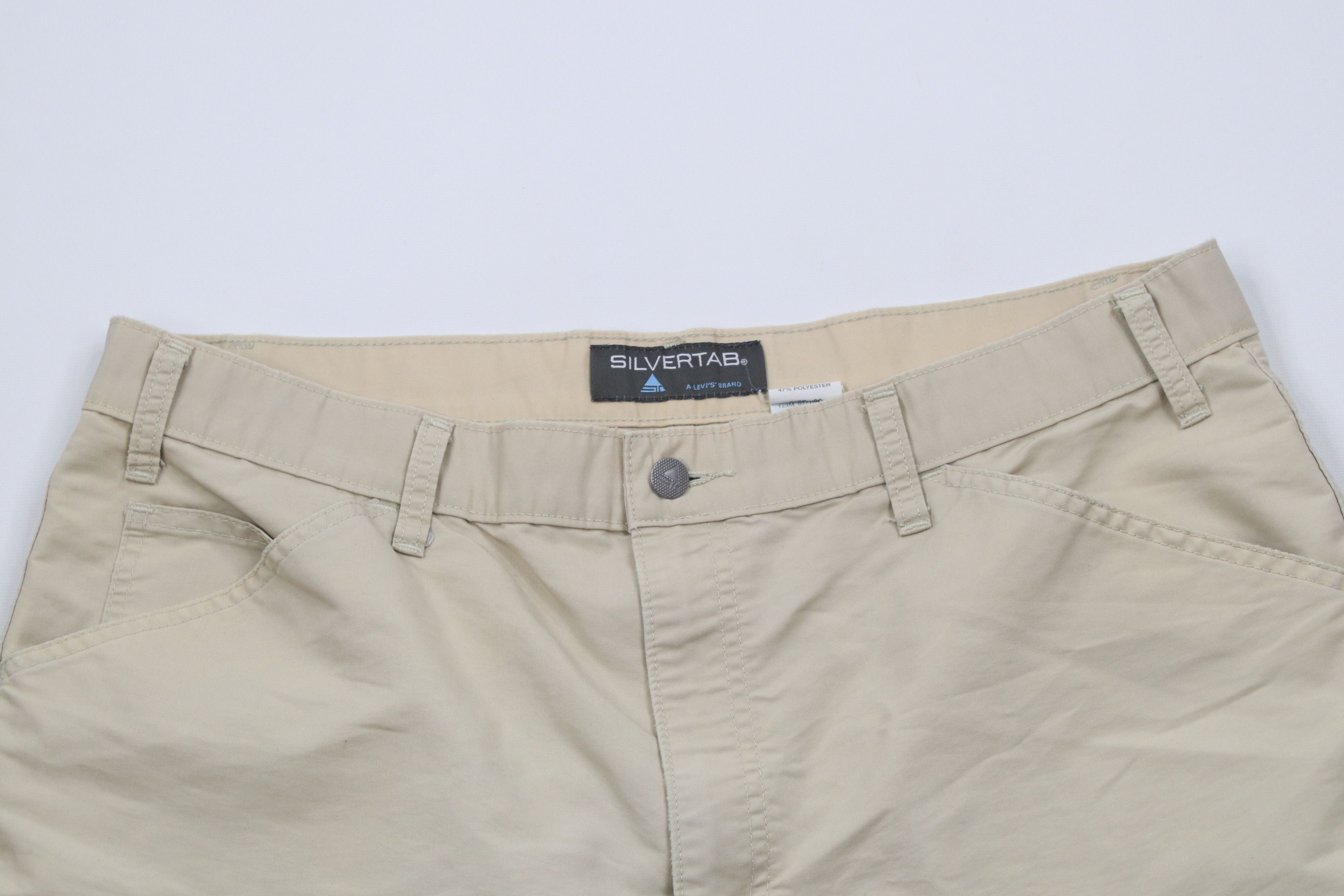 Levi's × Vintage Vintage 90s Levis Silvertab Mesh Pocket Cargo Shorts Beige Size US 36 / EU 52 - 2 Thumbnail
