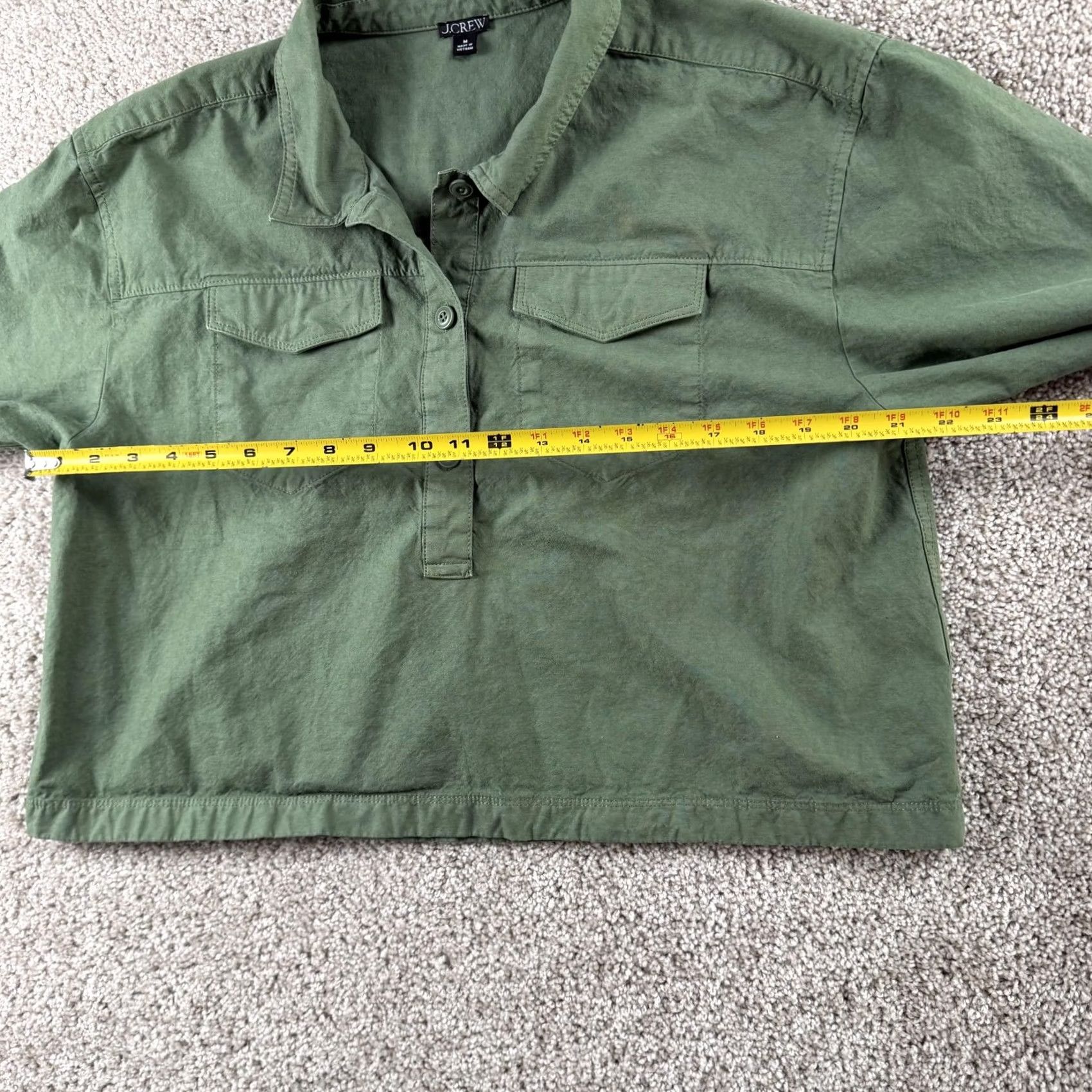 J.Crew J. Crew Blouse Womens Medium Green Collared Crop Long Sleeve Popover Top Casual Size M / US 6-8 / IT 42-44 - 6 Thumbnail