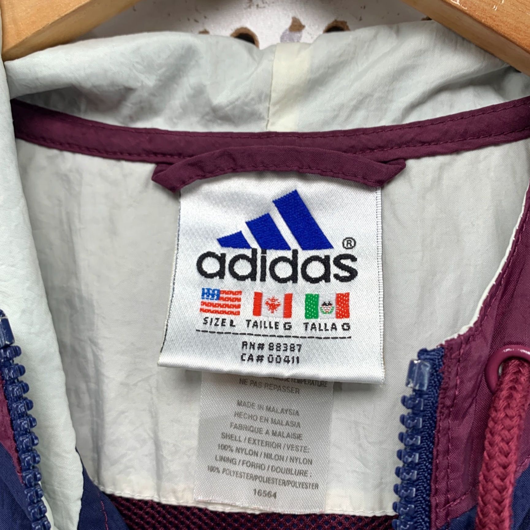 Adidas VINTAGE Adidas Windbreaker Jacket Mens Large Blue Purple Hood 90s Windbreaker Jacket Adidas Originals 90s Mens Large Blue Hooded Purple Windbreaker Size US L / EU 52-54 / 3 - 3 Thumbnail