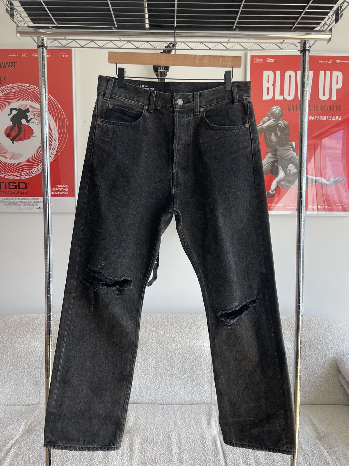 image of Celine x Hedi Slimane Straight Leg Jeans in Grey, Men's (Size 30)