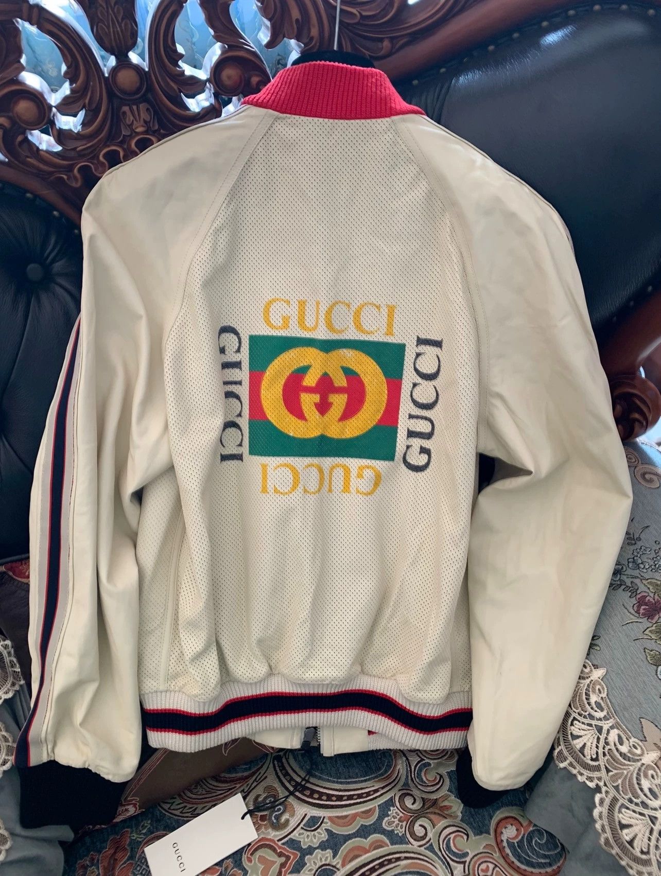 Gucci Gucci Leather 50 Color Block Sleeves Graffiti Logo Size US M / EU 48-50 / 2 - 2 Thumbnail