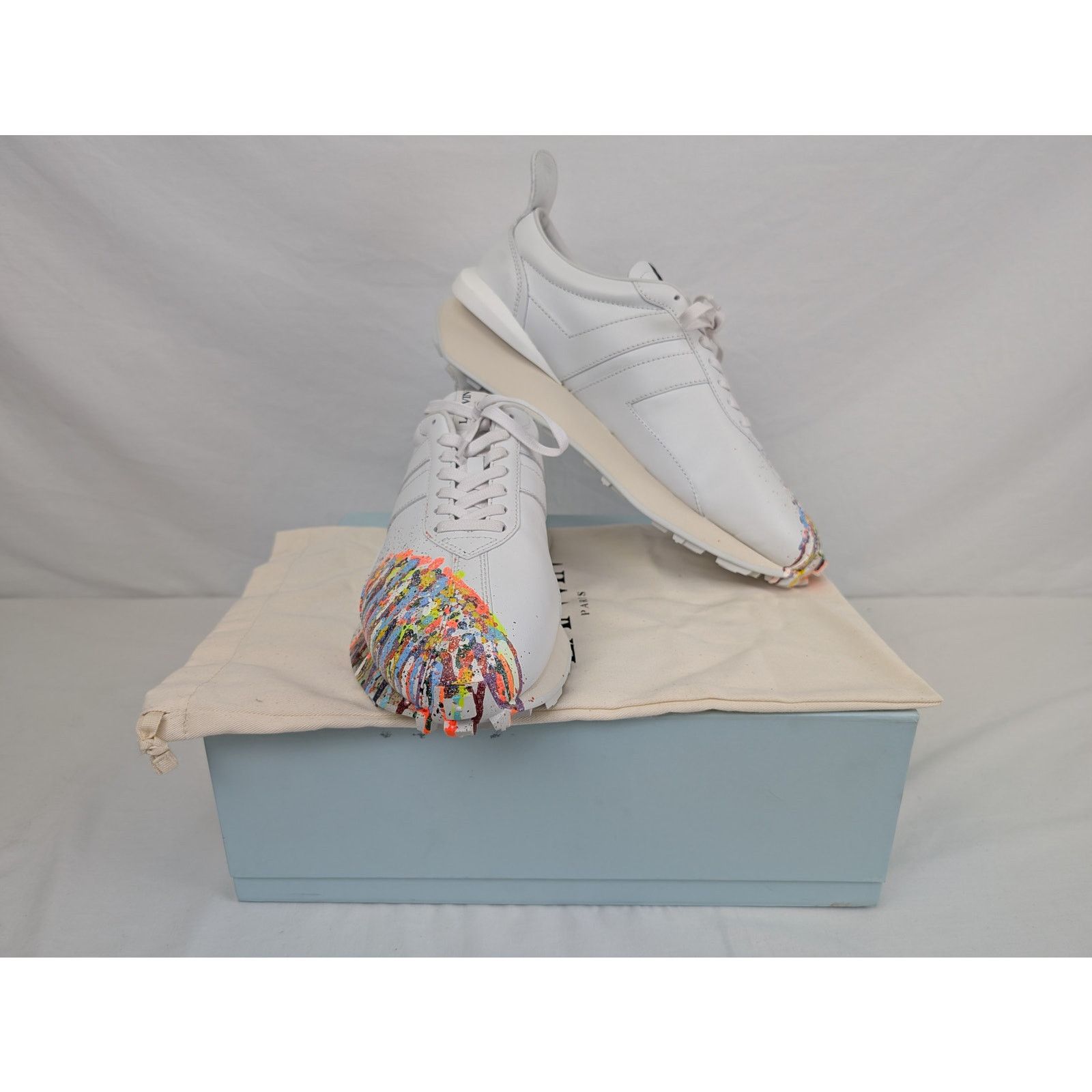 Lanvin o1rshd1 Paint Splatter Bump Sneakers in White Size US 14 / EU 47 - 15 Thumbnail