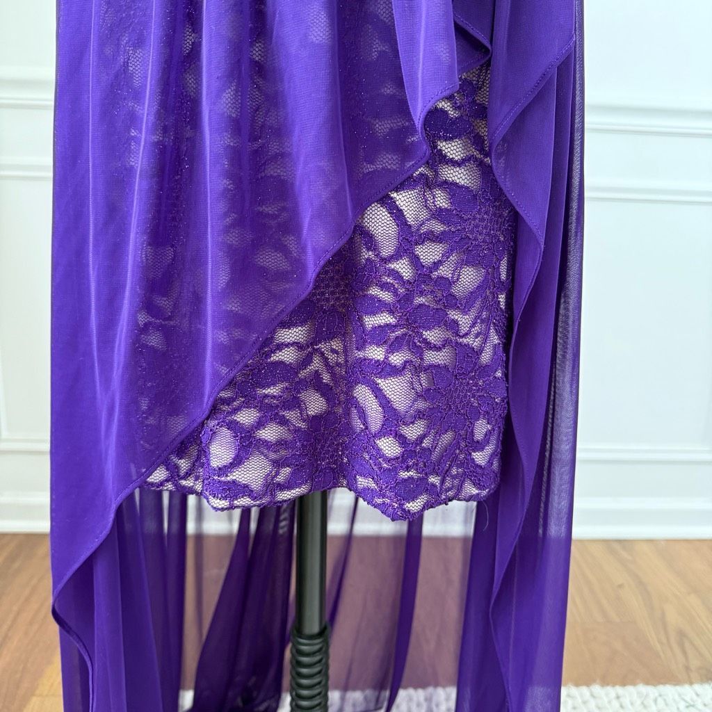 Other Morgan & Co. Keyhole High Low Purple Open Back Dress 11 12 Size XL / US 12-14 / IT 48-50 - 6 Thumbnail