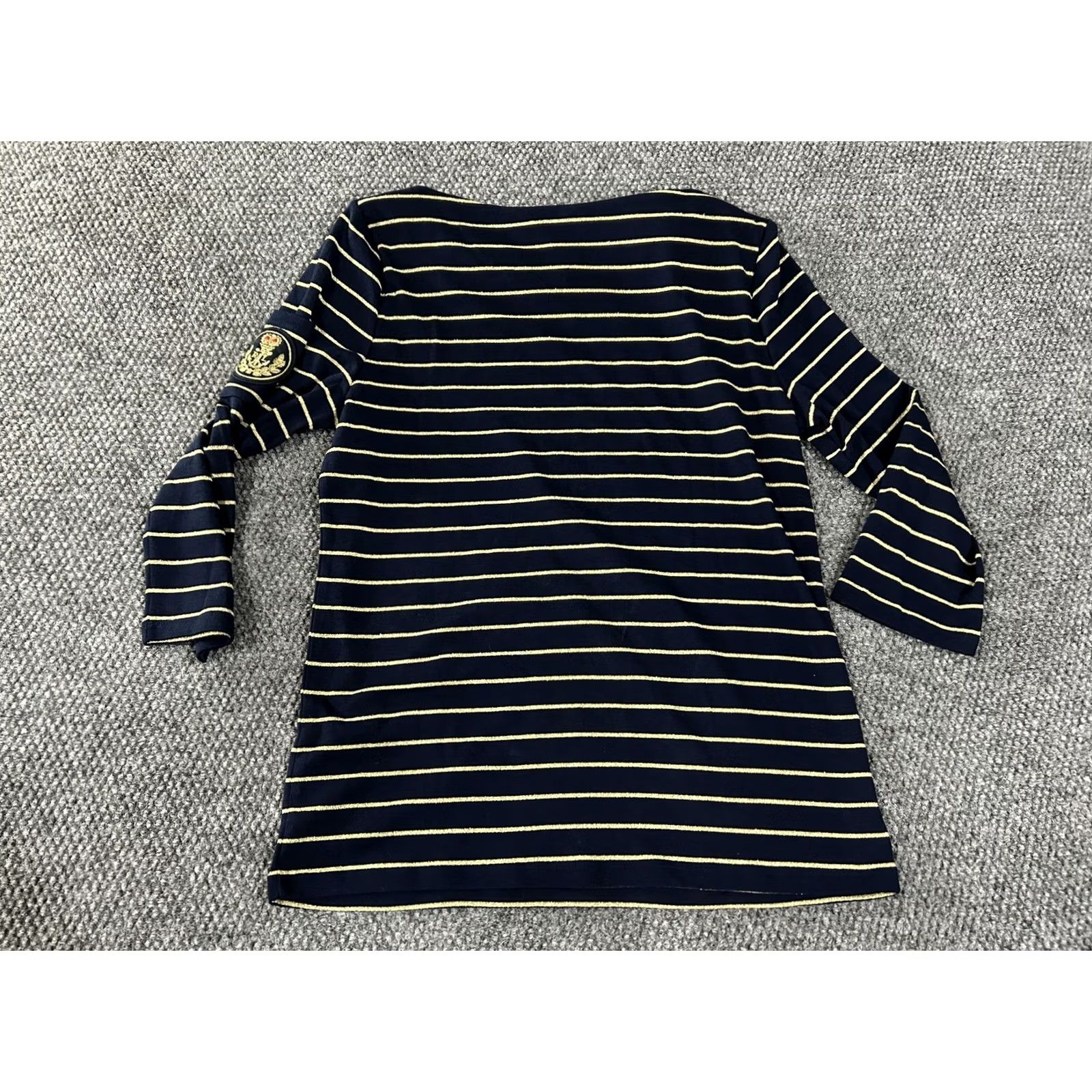 Ralph Lauren Lauren Ralph Lauren Shirt Womens Large Navy Gold Stripe Nautical Crest Top Size L / US 10 / IT 46 - 7 Thumbnail