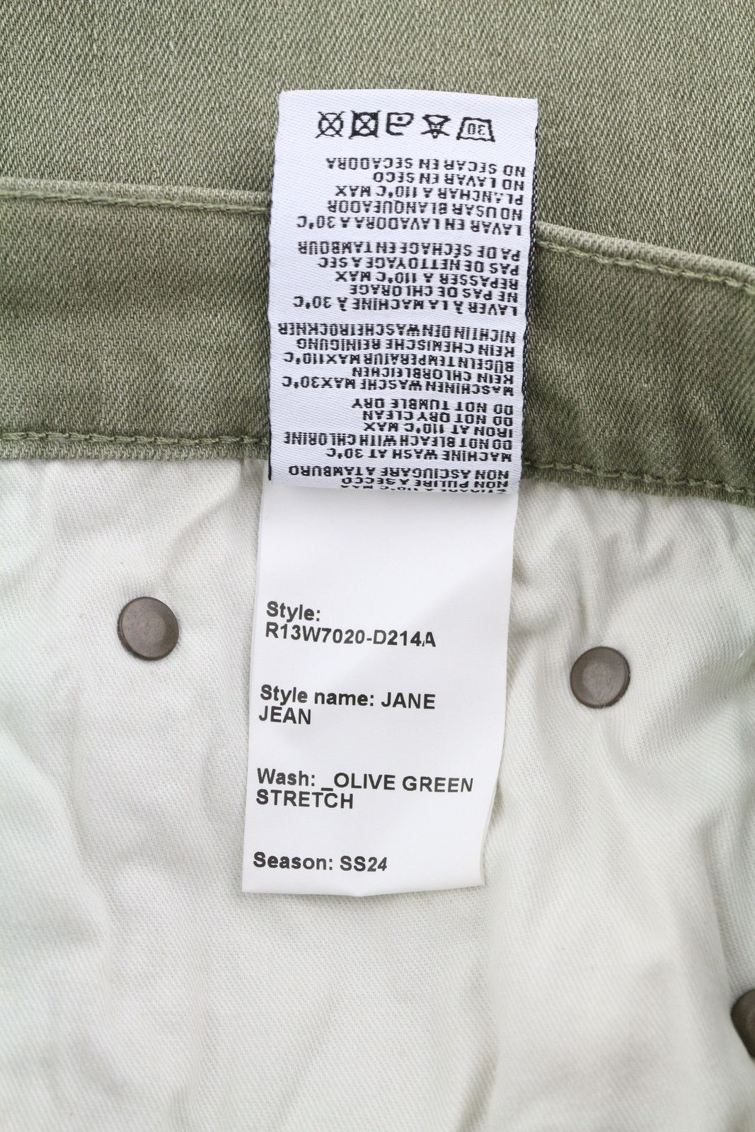 R13 JANE 27 Loose Straight Waist Olive Green Jeans 84499 Size 27" / US 4 / IT 40 - 10 Thumbnail