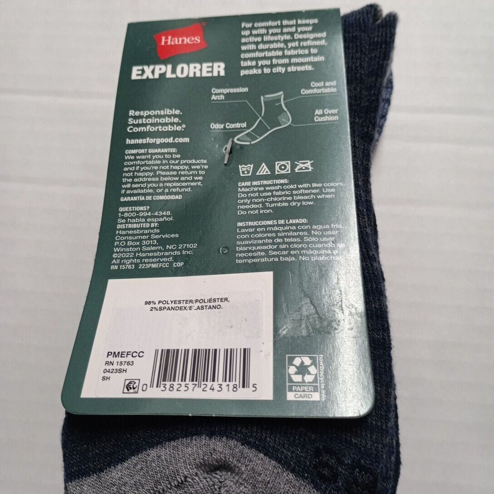 Hanes Hanes Men's Crew Socks, All-Over Cushioning, 3-Pair Pk Size ONE SIZE - 6 Thumbnail