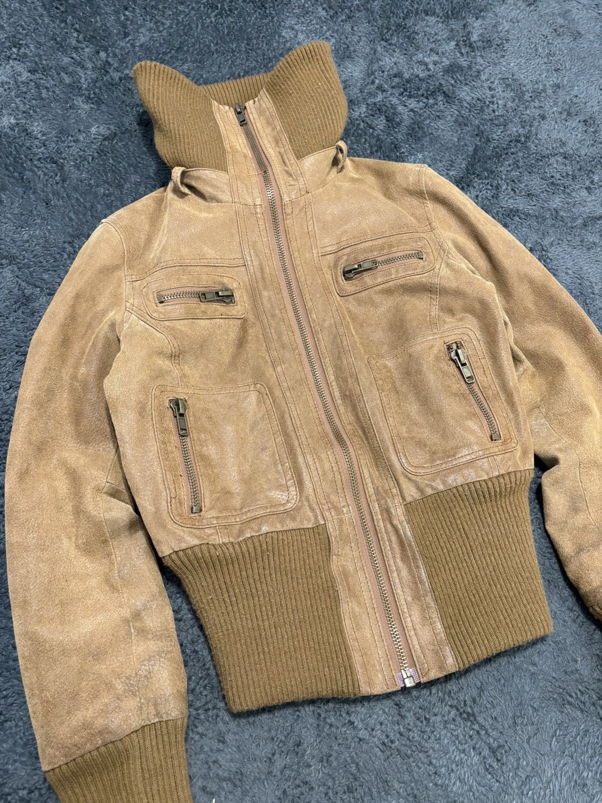 Japanese Brand 2000s Style Vintage Y2K High Neck Real Leather Jacket Rick Size M / US 6-8 / IT 42-44 - 2 Thumbnail