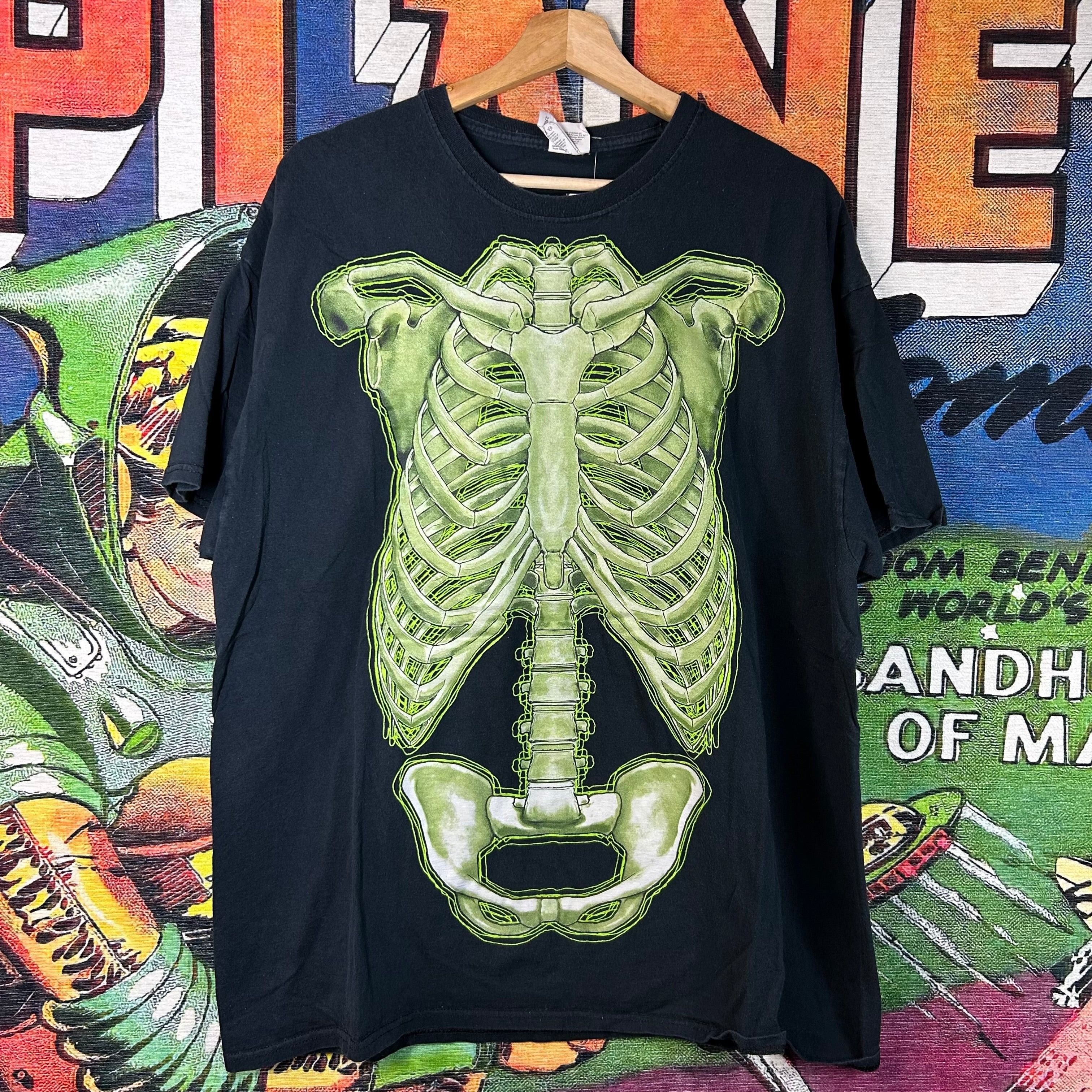 ★美品 Y2K SKULL ワイツーケースカル 緑 Tシャツ XL(LL) Vintage Y2K Neon Green Skeleton Tee Size 2XL | Grailed