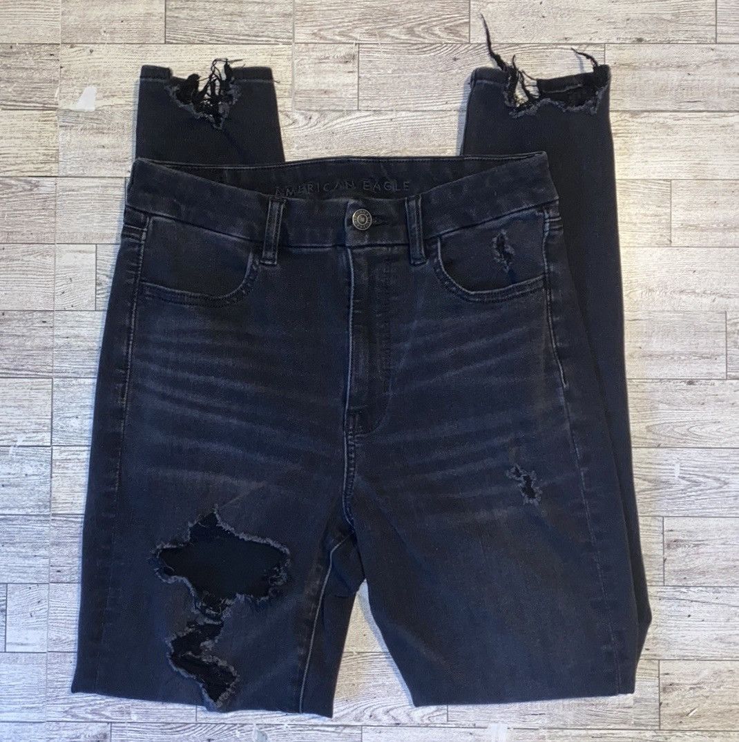 American Eagle Outfitters AEO, Black, Ultra Distressed, “Dream Jean” Skinny Jeans Size 30" / US 8 / IT 44 - 5 Thumbnail