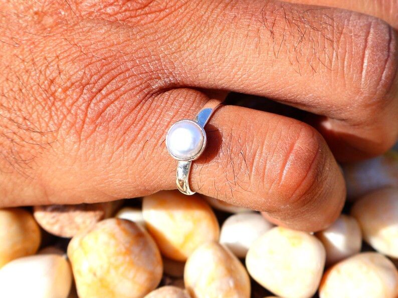 Handmade Freshwater Pearl Ring, 925 Silver Handmade, June Birthstone Size ONE SIZE - 8 Thumbnail