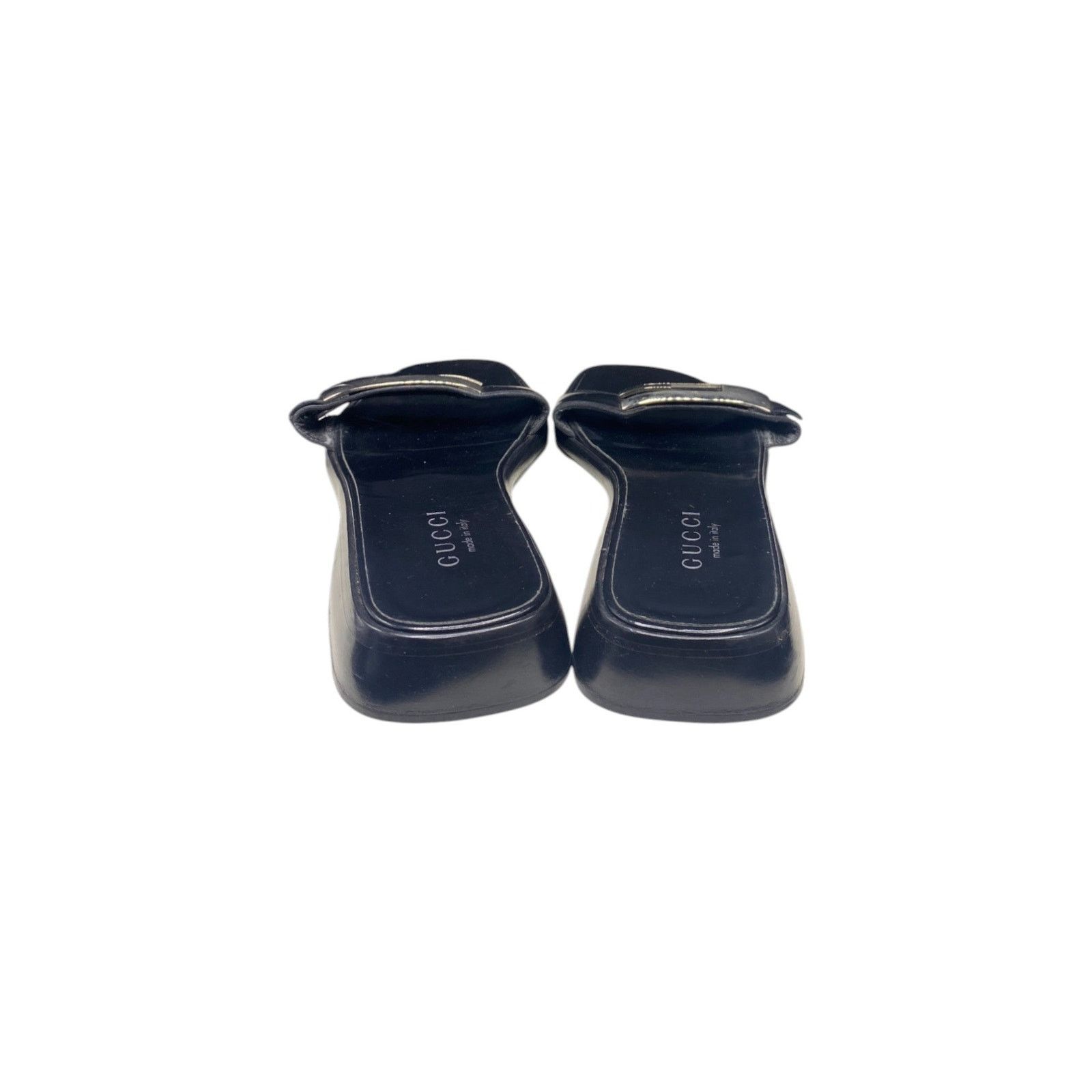 Gucci Black Leather Logo Sandals Size US 8 / IT 38 - 4 Thumbnail