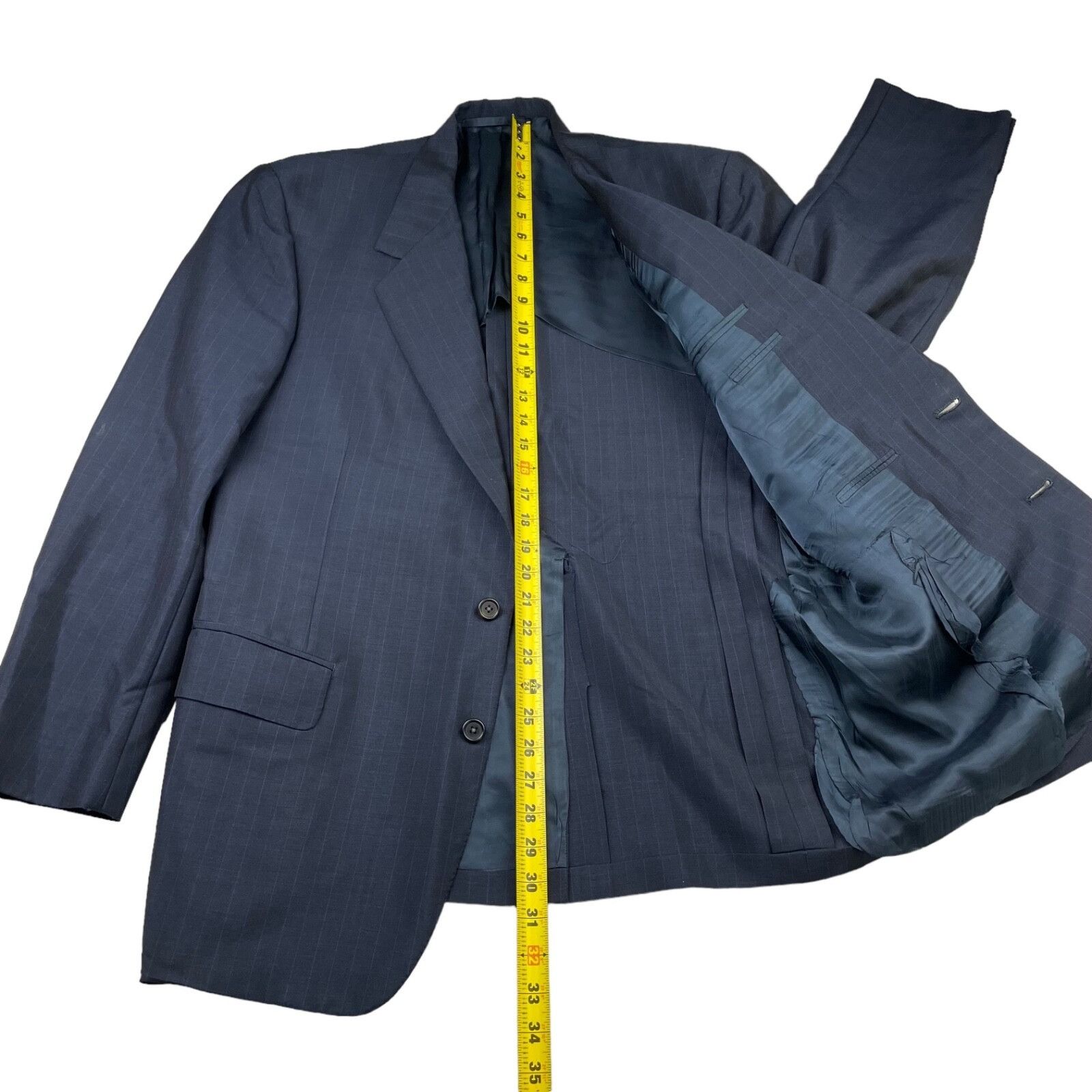 Oxxford Clothes VTG Oxxford Clothes Men's Manhattan Lightweight Suit Blue St Size 44R - 7 Thumbnail