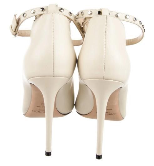 Jimmy Choo BNIB Jimmy Choo Ivory Leather Studded Ankle-Strap Heels Size US 10 / IT 40 - 4 Thumbnail