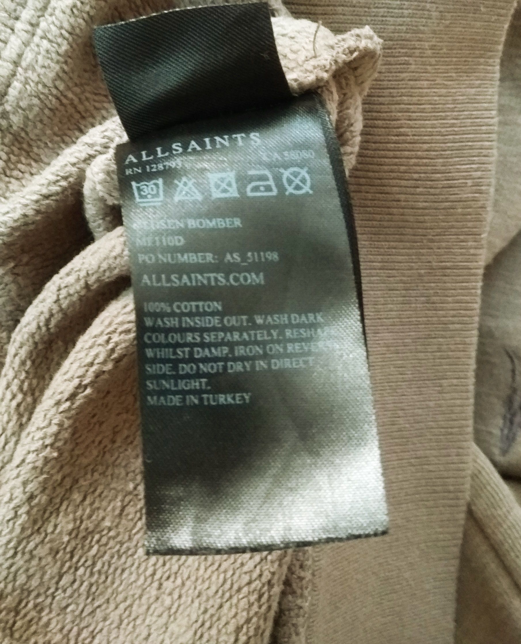 Allsaints AllSaints Oldsen Cotton Bomber Jacket Full Zip Sweatshirt Size US S / EU 44-46 / 1 - 8 Thumbnail