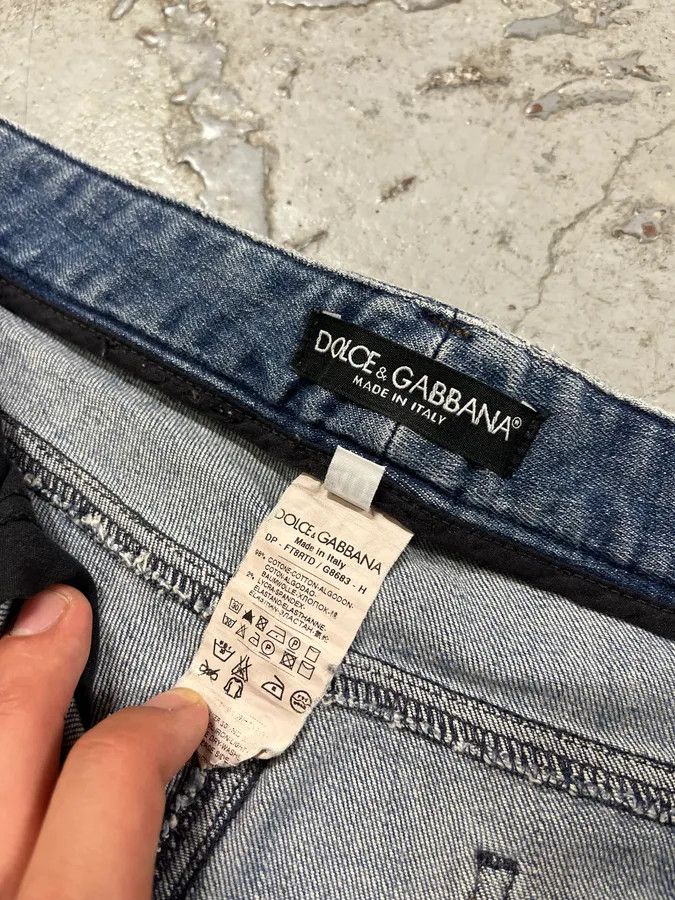 Designer × Dolce & Gabbana × Vintage 2000s Dolce & Gabbana Blue Distressed Denim Jeans Size 26" / US 2 / IT 38 - 8 Thumbnail
