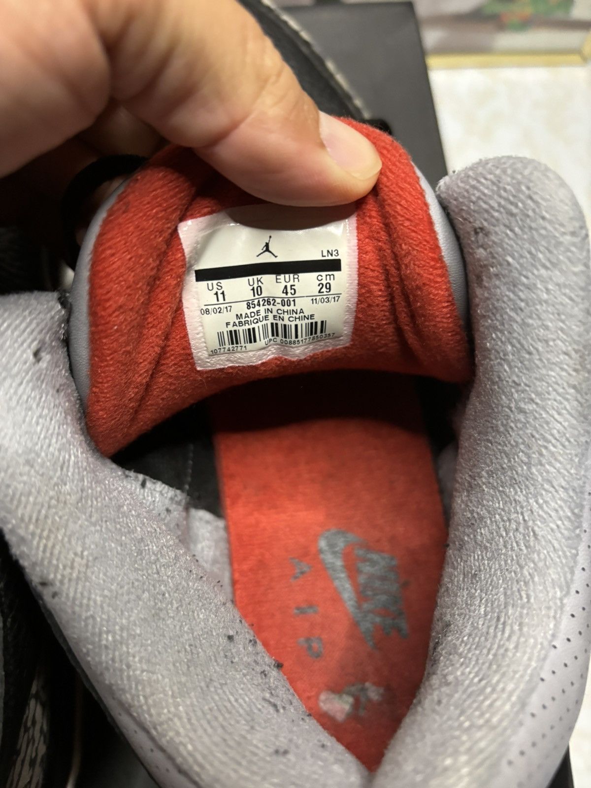 Jordan Brand Jordan 3 Retro Black Cement 2018 Size US 11 / EU 44 - 6 Thumbnail