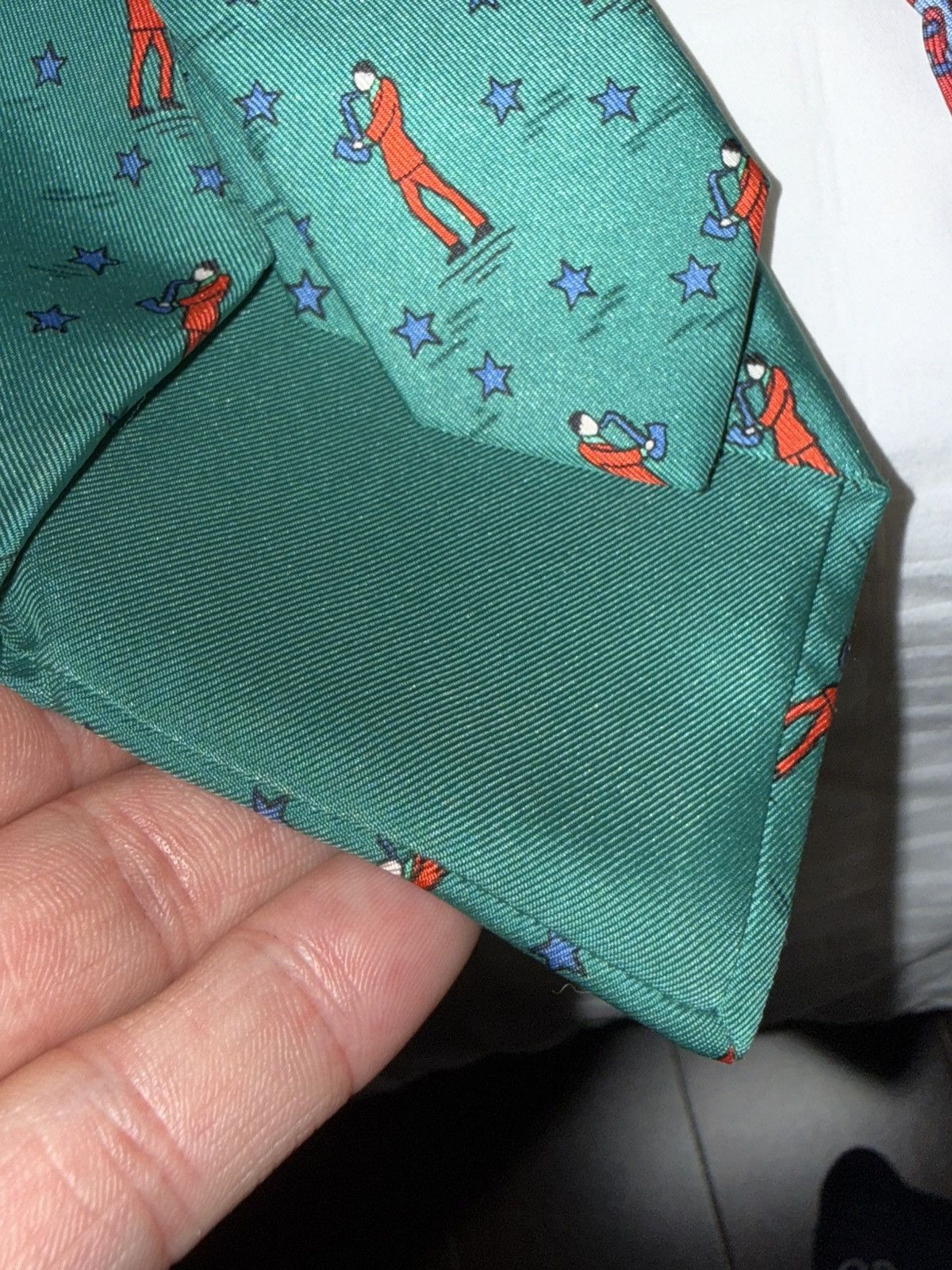 Hermes Hermes Tie 7551 SA Jazz Saxophonist Green 100% Silk MIFrance Size ONE SIZE - 7 Thumbnail