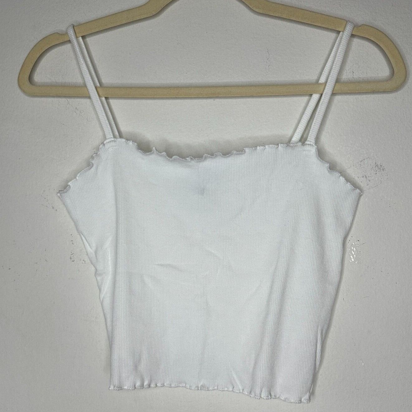 Topshop Topshop White Sleeveless Lettuce Spaghetti Strap Crop Top 10 Size L / US 10 / IT 46 - 11 Thumbnail