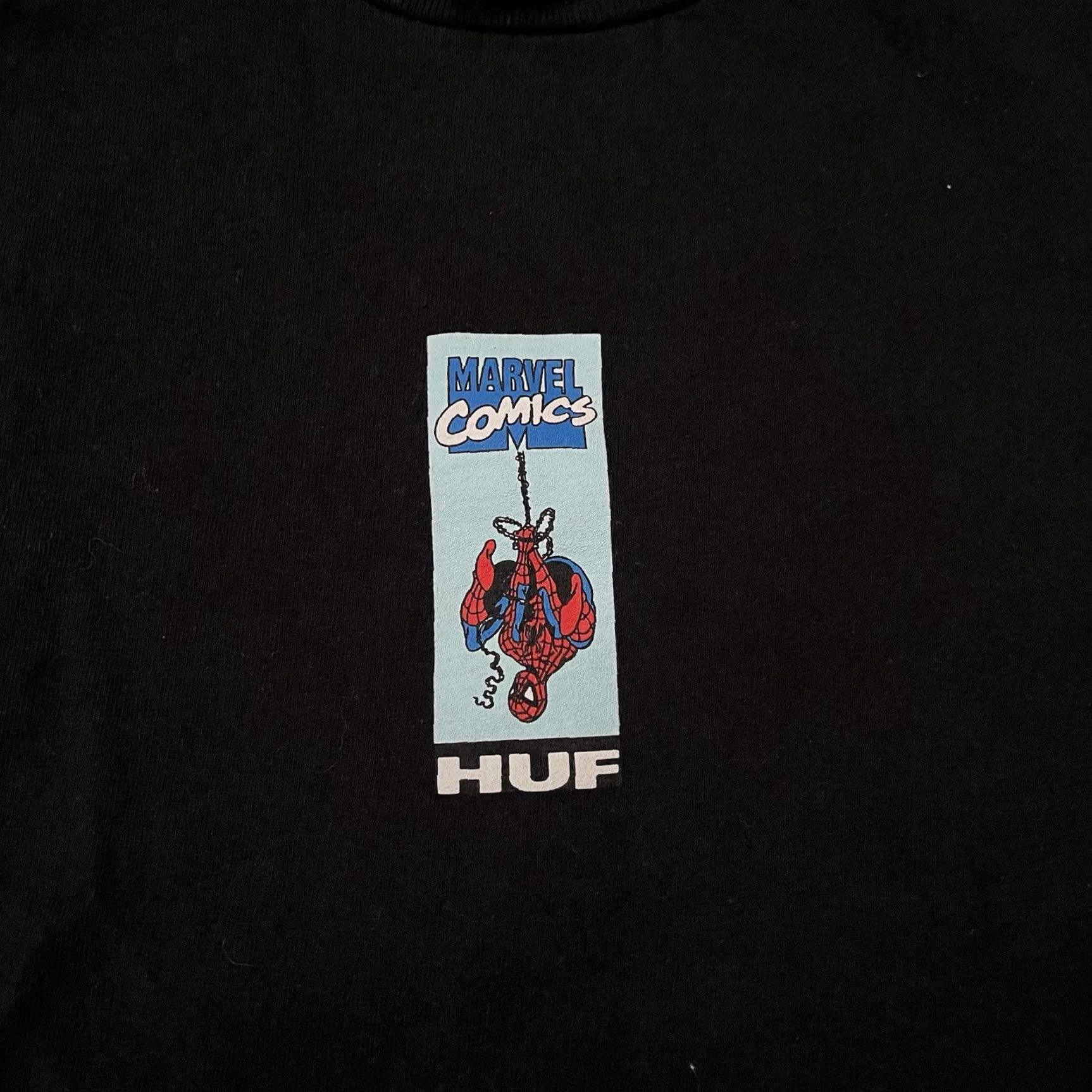 Huf VINTAGE HUF Spider-Man Graphic T-Shirt Mens Small Black Marvel Comics Streetwear Size US S / EU 44-46 / 1 - 5 Thumbnail