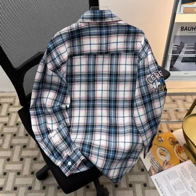 Vintage Pink & Blue Plaid Embroidered Flannel Shirt Size US M / EU 48-50 / 2 - 3 Thumbnail