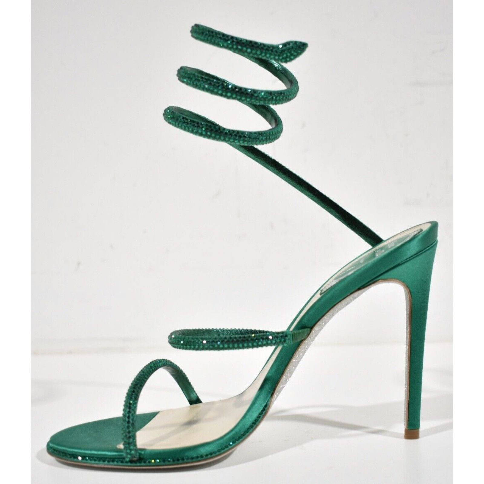 Rene Caovilla Cleo Emerald Crystal Ankle Wrap Strap Sandal Heel Pump 38 Size US 8 / IT 38 - 9 Thumbnail