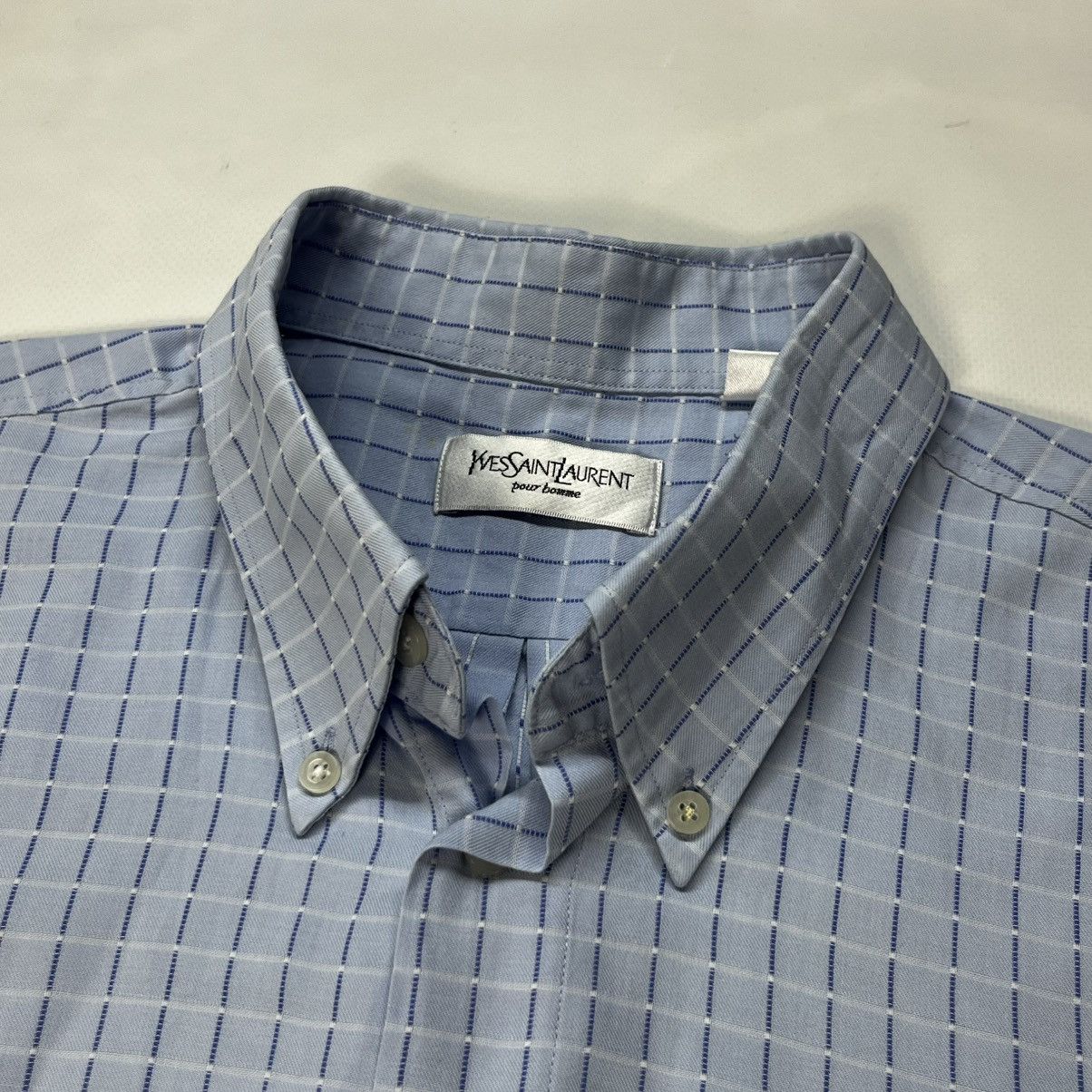 Vintage × Yves Saint Laurent Yves Saint Laurent Homme Summer Check Short Sleeve Shirt Size US XL / EU 56 / 4 - 4 Thumbnail