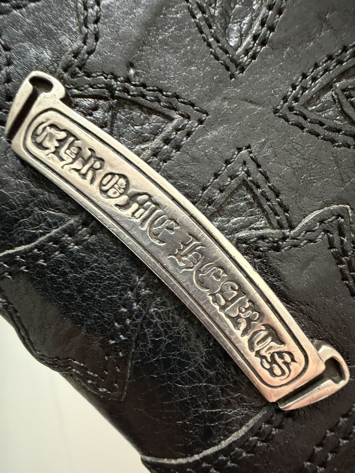 Chrome Hearts Chrome Hearts Cemetery Black Leather Cross Patch Zip Wallet Size ONE SIZE - 9 Thumbnail