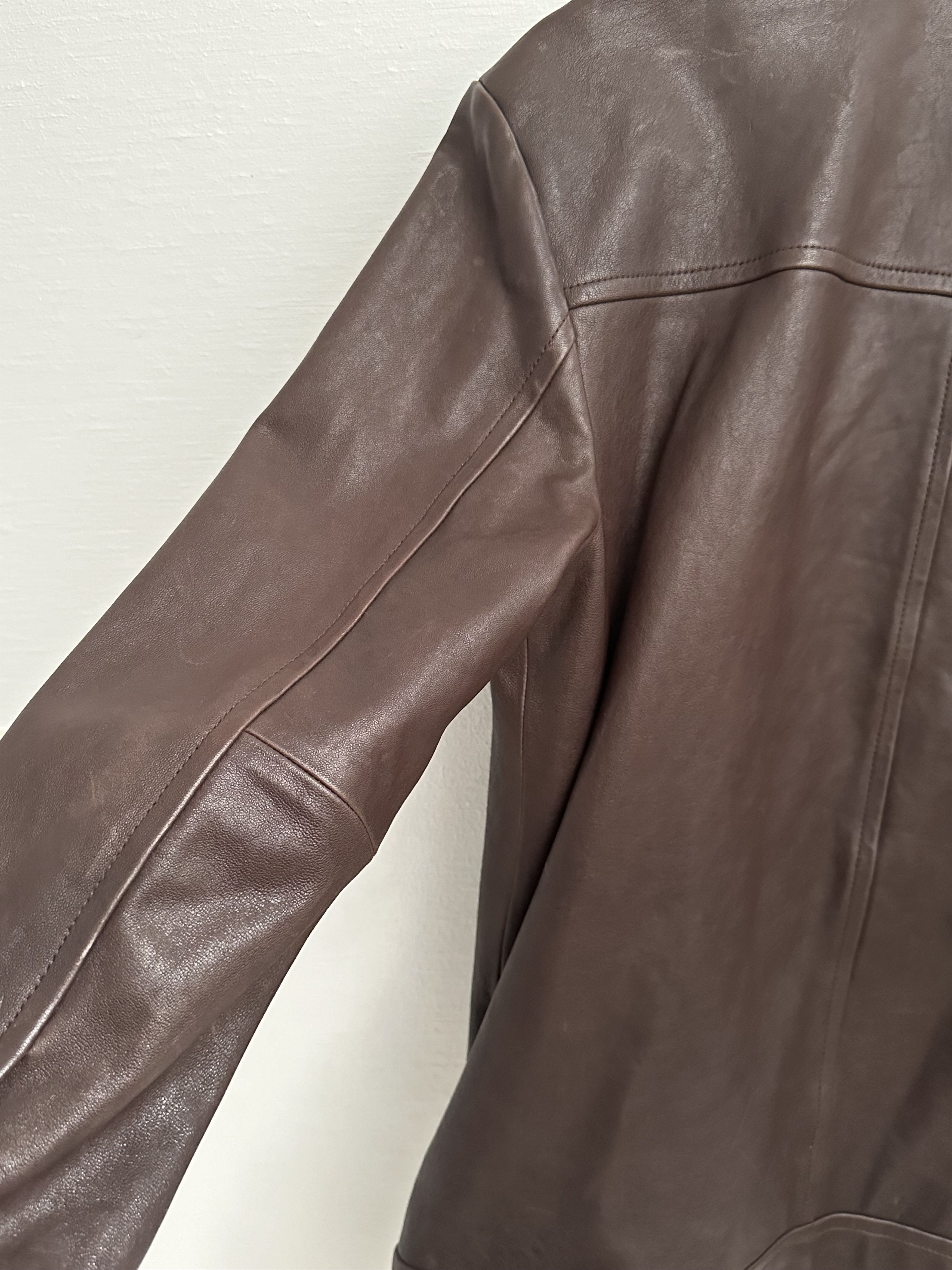 Veronica Beard Thandie Dickey Coat, Dark Chocolate Leather Jacket Size M / US 6-8 / IT 42-44 - 12 Thumbnail