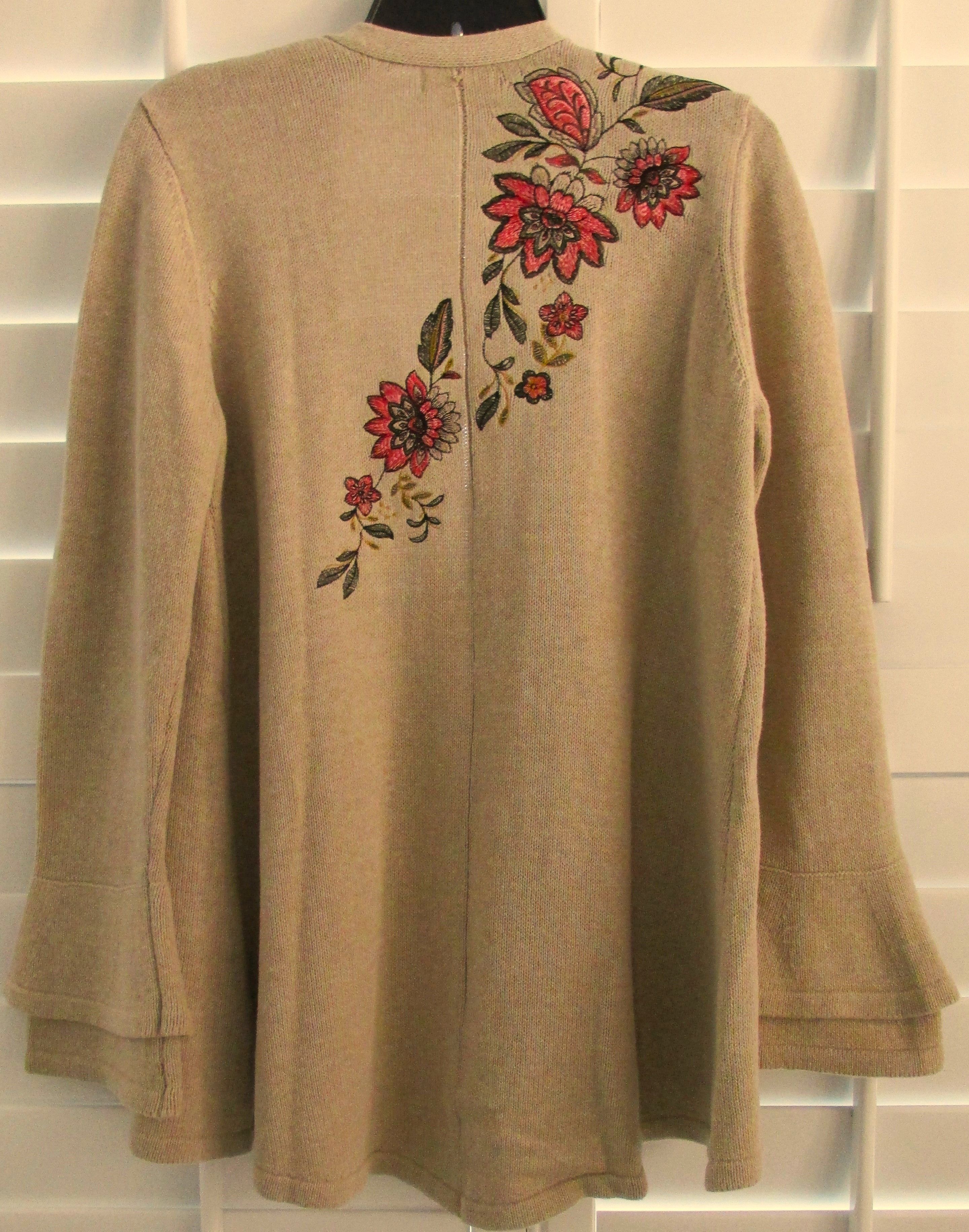 Style & Co Style & Co. Embroidered Open Front Cardigan Sweater Size PM Size M / US 6-8 / IT 42-44 - 4 Thumbnail