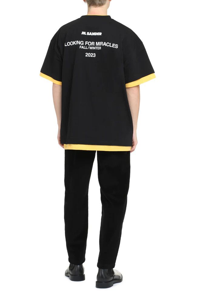 Jil Sander o1y1124 Cotton Crew-Neck Short Sleeves T-Shirt in Black Size US M / EU 48-50 / 2 - 4 Thumbnail
