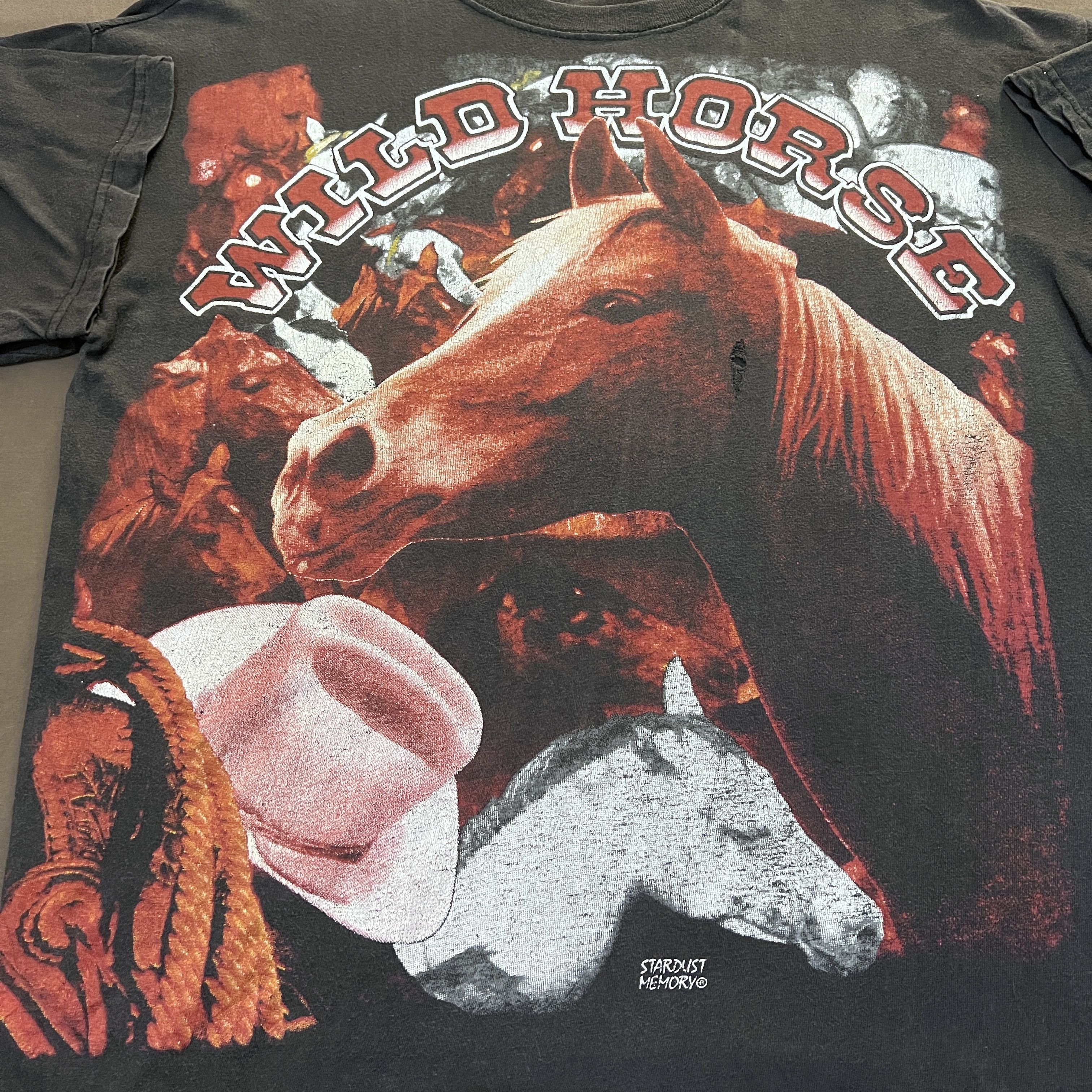 Rap Tees × Vintage Vintage Wild Horse Stardust Memory Native Faded Big Face Size US L / EU 52-54 / 3 - 5 Thumbnail