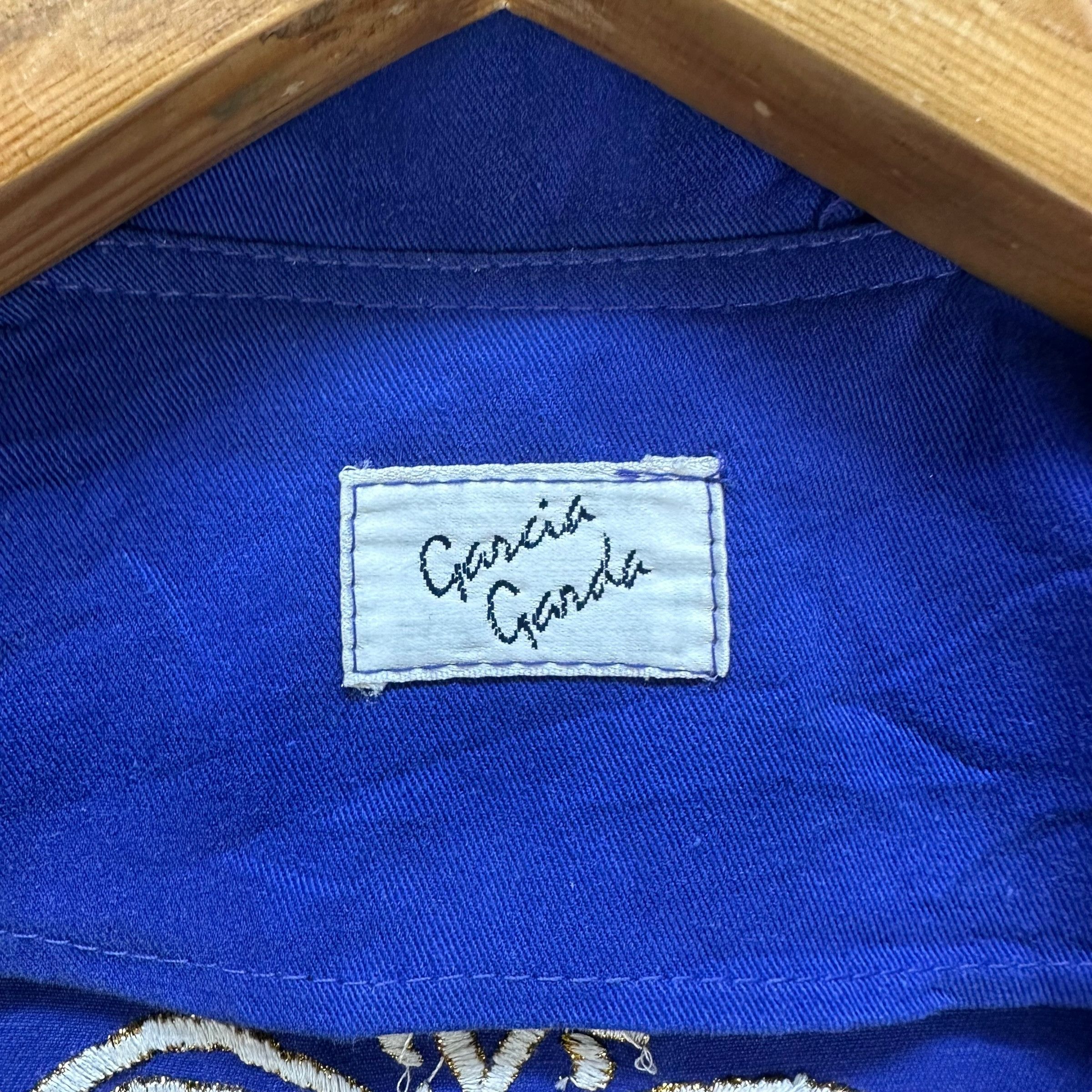 If Six Was Nine GARCIA GARDA Big Logo Studded Blue Crop Jacket #A51-1197 Size S / US 4 / IT 40 - 12 Thumbnail