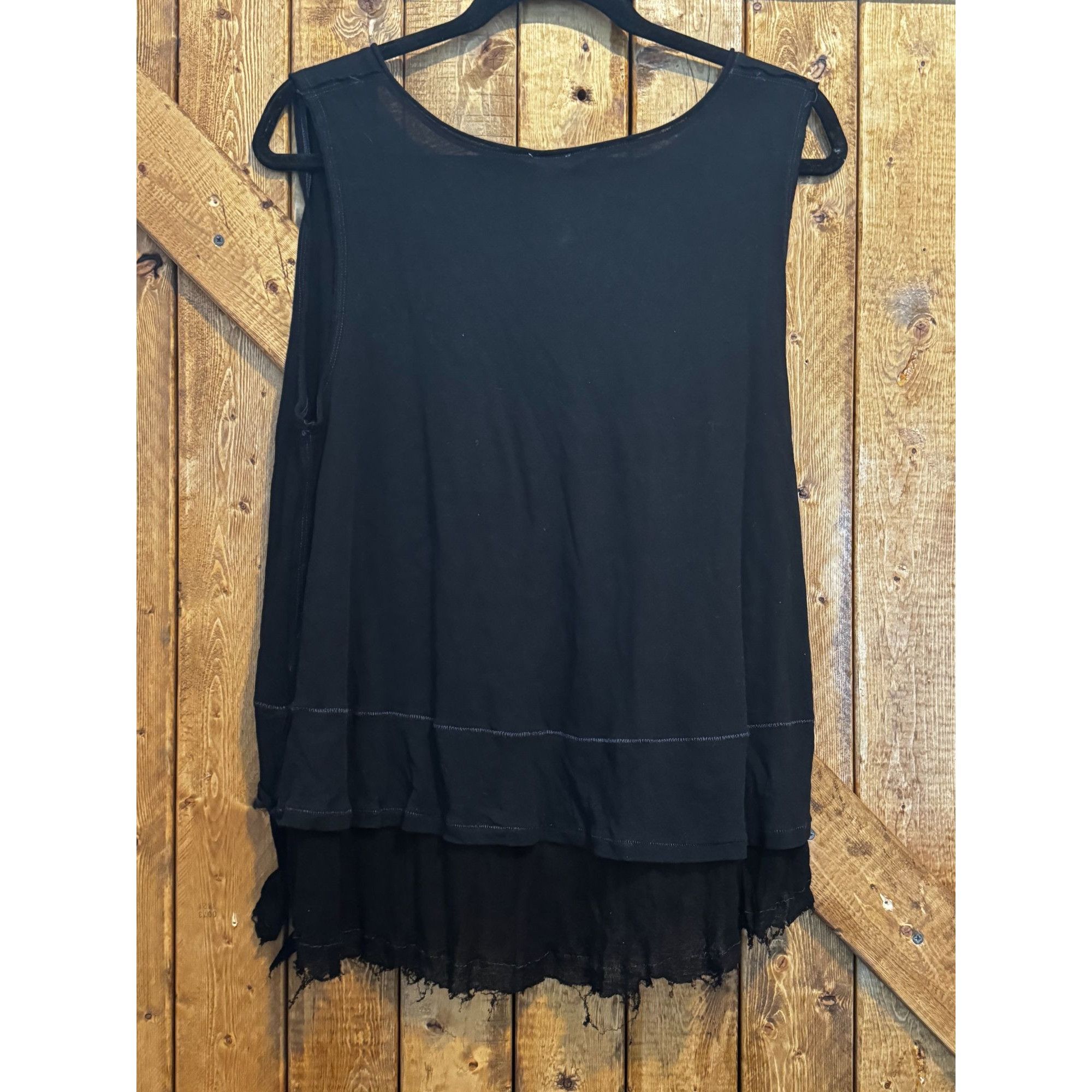 Free People We The Free People Black Hi Low Layered Tank Top Raw Hem XS Size XS / US 0-2 / IT 36-38 - 2 Thumbnail